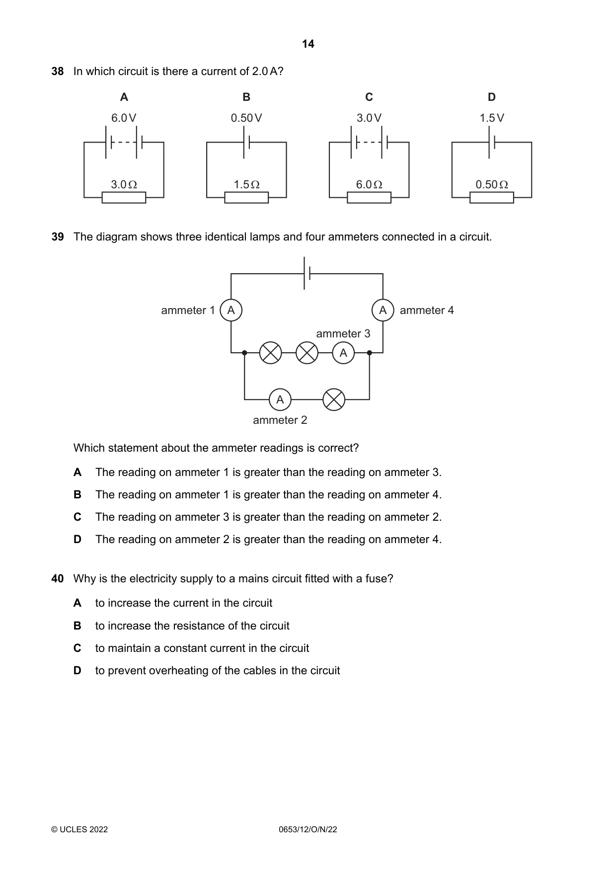 Cambridge IGCSE Science - Combined 0653 2022 Oct/Nov Paper 1 · Variant 2 question paper, page 14 of 16