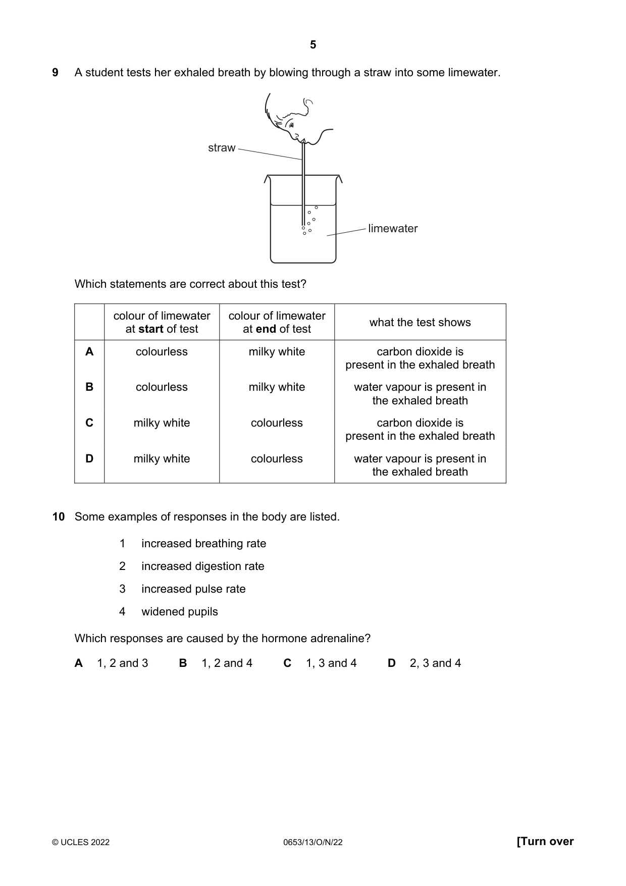 Cambridge IGCSE Science - Combined 0653 2022 Oct/Nov Paper 1 · Variant 3 question paper, page 5 of 16