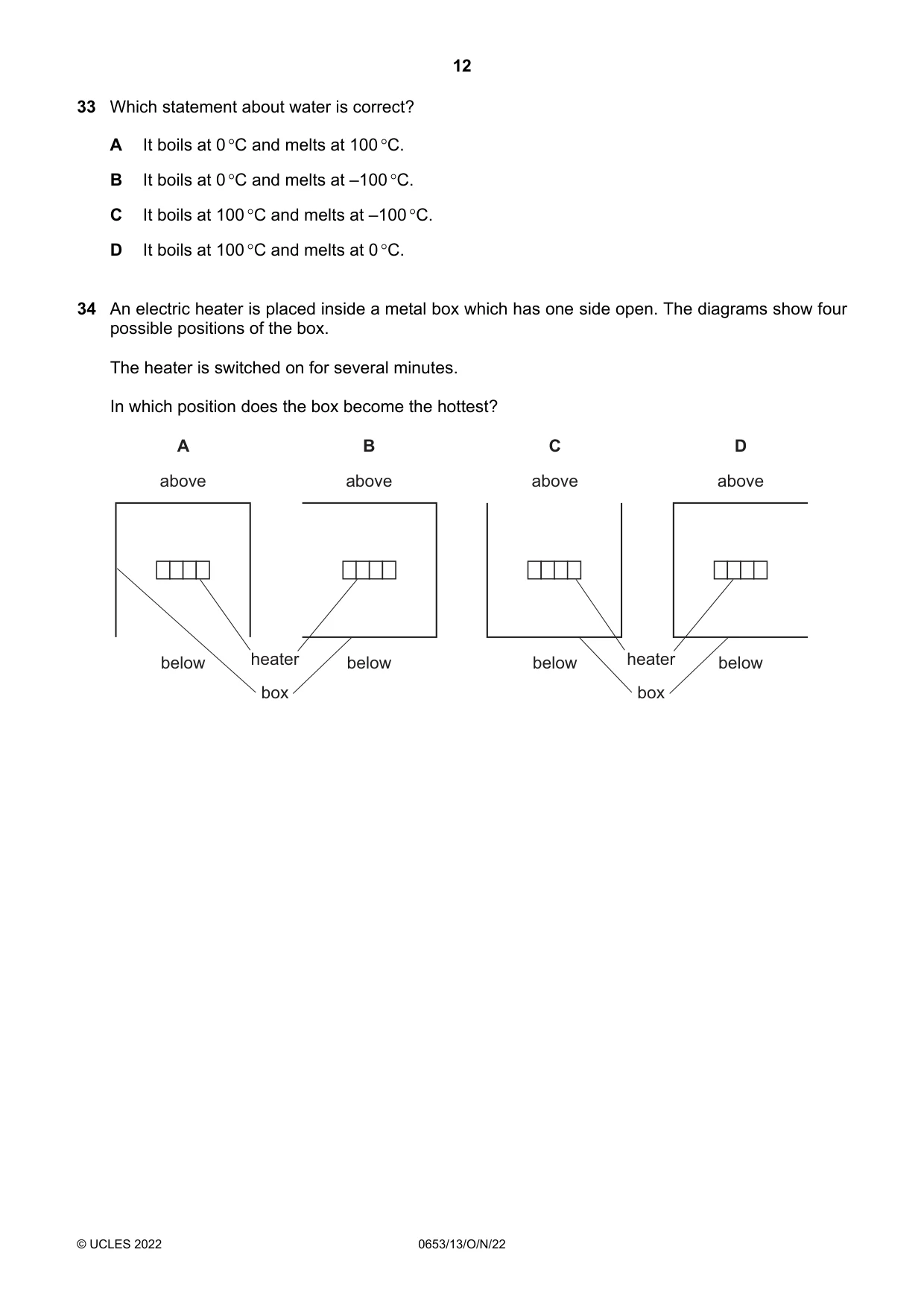Cambridge IGCSE Science - Combined 0653 2022 Oct/Nov Paper 1 · Variant 3 question paper, page 12 of 16