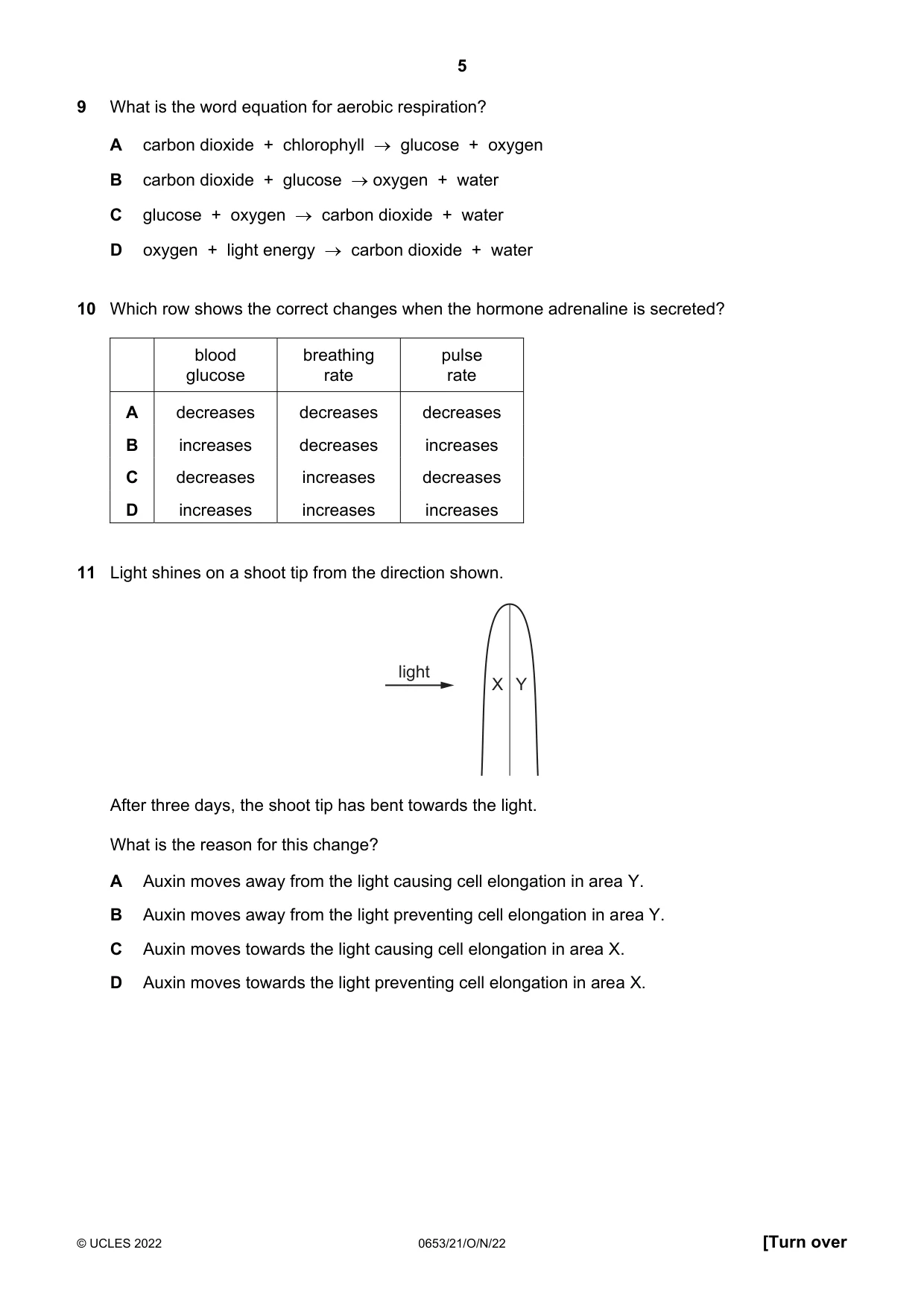 Cambridge IGCSE Science - Combined 0653 2022 Oct/Nov Paper 2 · Variant 1 question paper, page 5 of 16