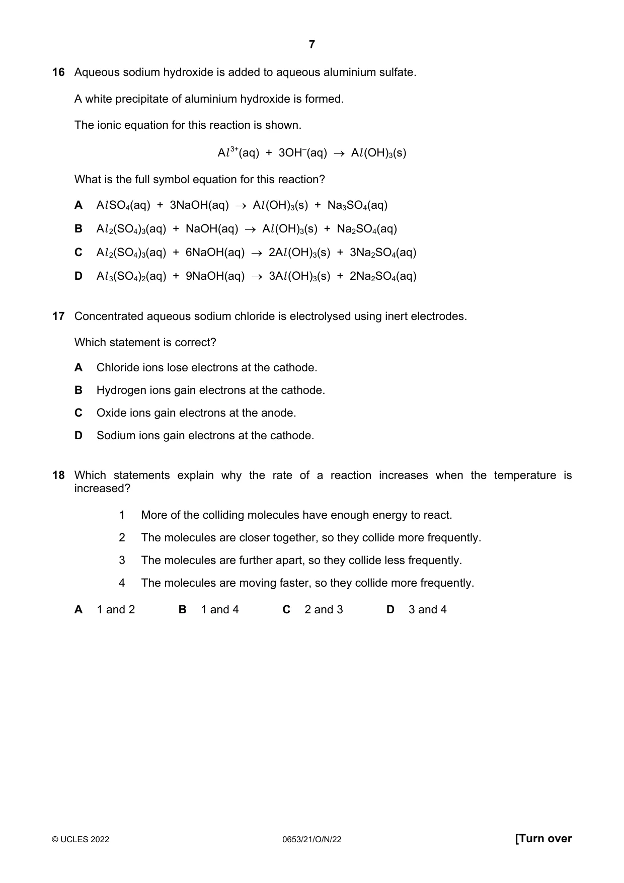 Cambridge IGCSE Science - Combined 0653 2022 Oct/Nov Paper 2 · Variant 1 question paper, page 7 of 16