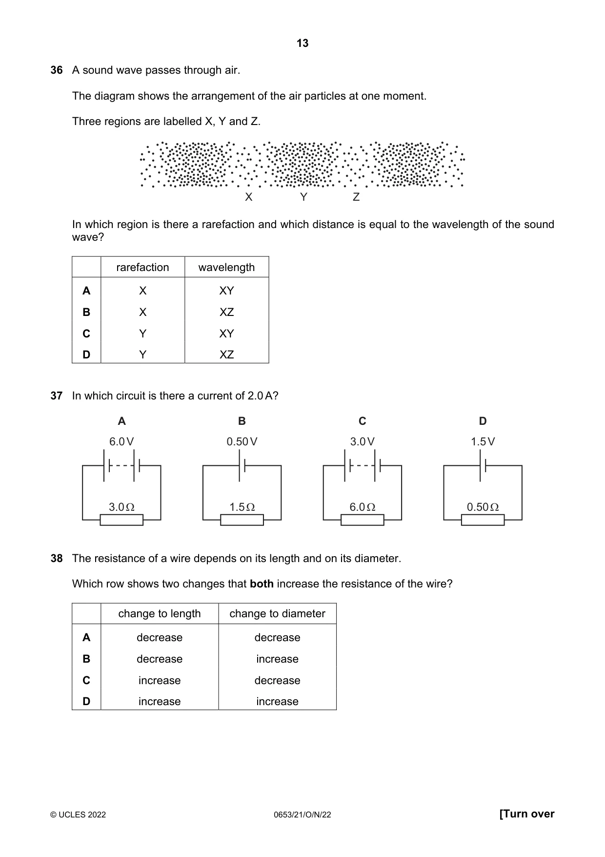Cambridge IGCSE Science - Combined 0653 2022 Oct/Nov Paper 2 · Variant 1 question paper, page 13 of 16