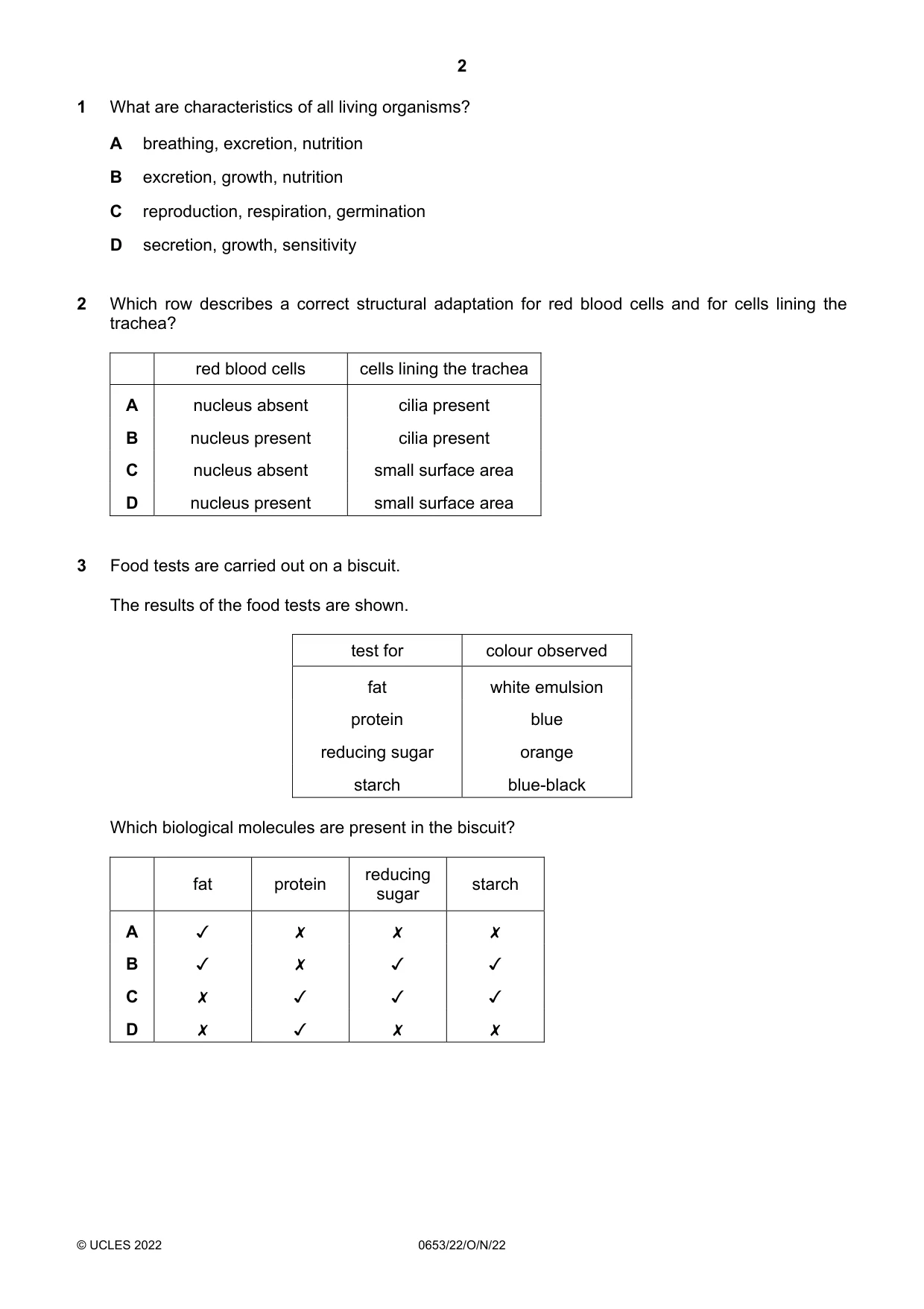 Cambridge IGCSE Science - Combined 0653 2022 Oct/Nov Paper 2 · Variant 2 question paper, page 2 of 16