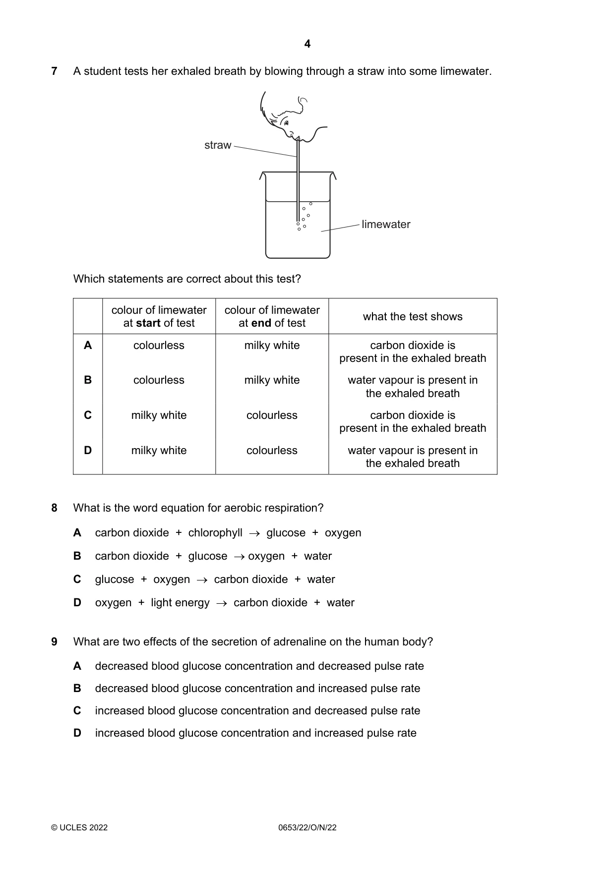 Cambridge IGCSE Science - Combined 0653 2022 Oct/Nov Paper 2 · Variant 2 question paper, page 4 of 16