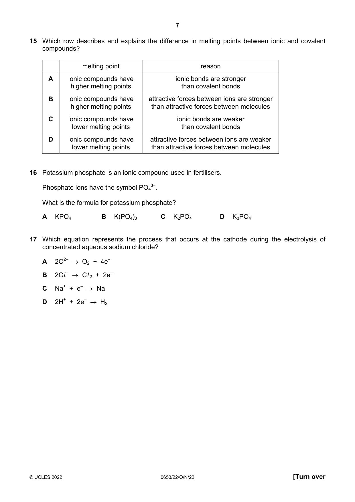 Cambridge IGCSE Science - Combined 0653 2022 Oct/Nov Paper 2 · Variant 2 question paper, page 7 of 16