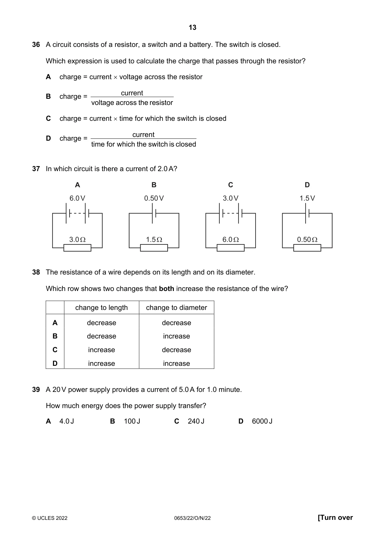 Cambridge IGCSE Science - Combined 0653 2022 Oct/Nov Paper 2 · Variant 2 question paper, page 13 of 16
