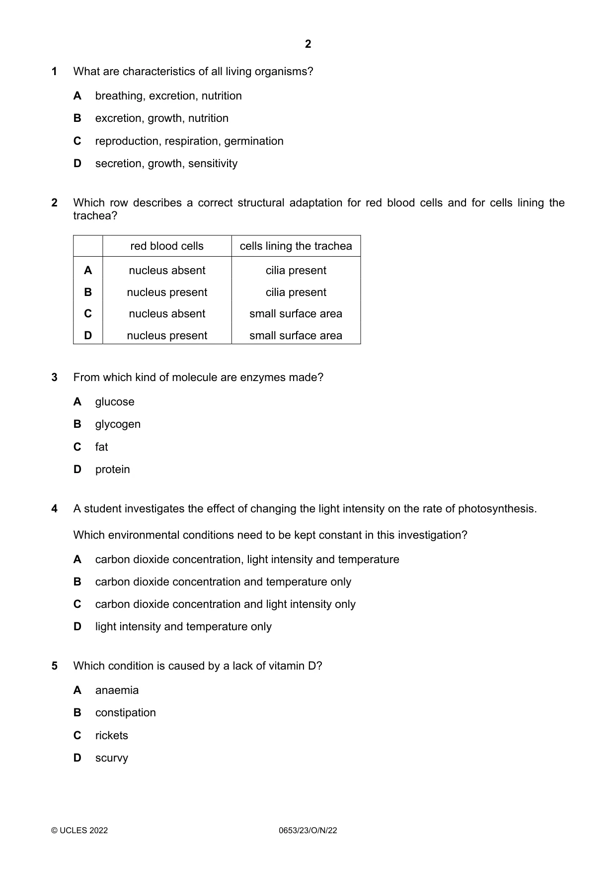 Cambridge IGCSE Science - Combined 0653 2022 Oct/Nov Paper 2 · Variant 3 question paper, page 2 of 16