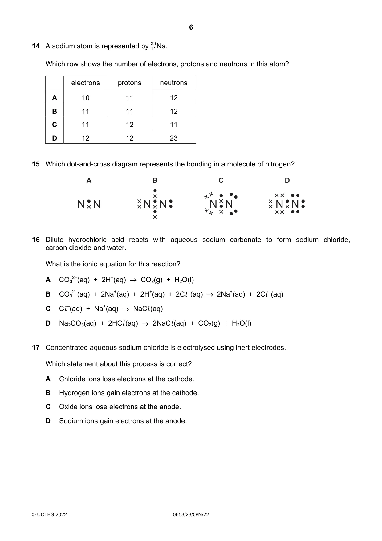 Cambridge IGCSE Science - Combined 0653 2022 Oct/Nov Paper 2 · Variant 3 question paper, page 6 of 16
