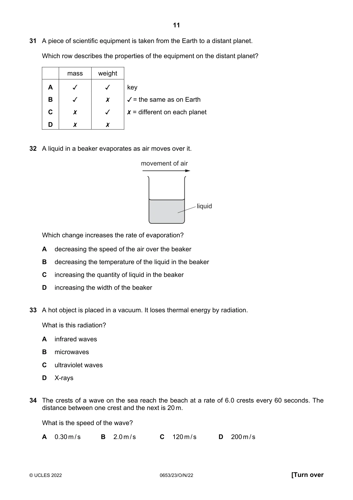 Cambridge IGCSE Science - Combined 0653 2022 Oct/Nov Paper 2 · Variant 3 question paper, page 11 of 16