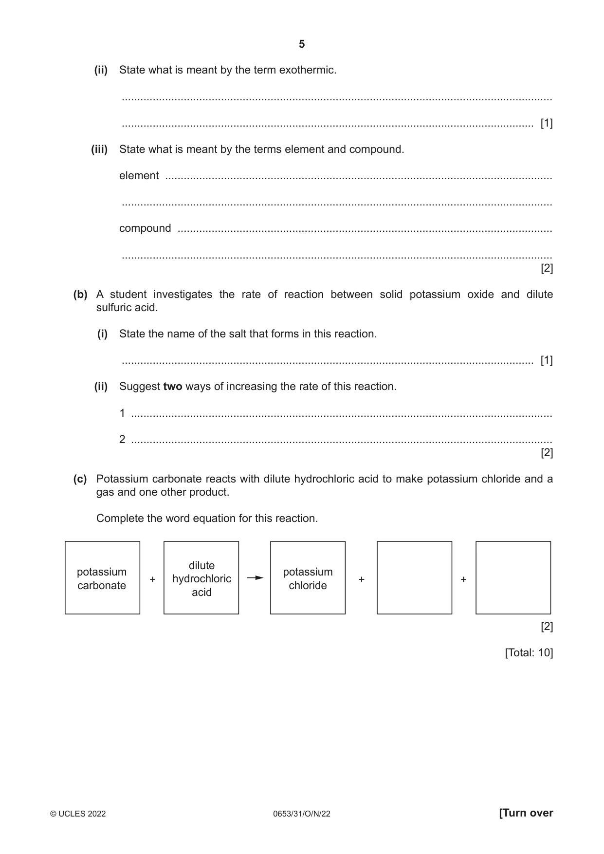 Cambridge IGCSE Science - Combined 0653 2022 Oct/Nov Paper 3 · Variant 1 question paper, page 5 of 24