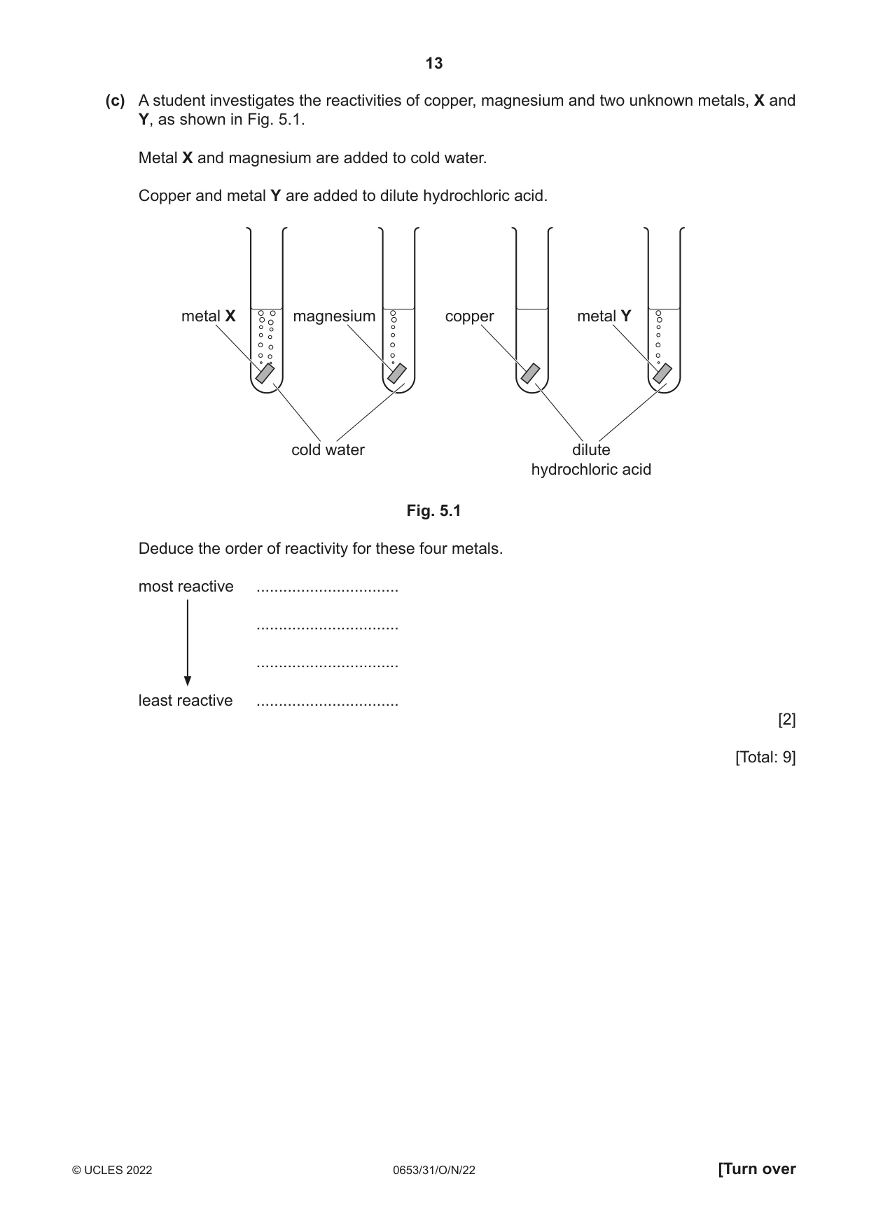 Cambridge IGCSE Science - Combined 0653 2022 Oct/Nov Paper 3 · Variant 1 question paper, page 13 of 24