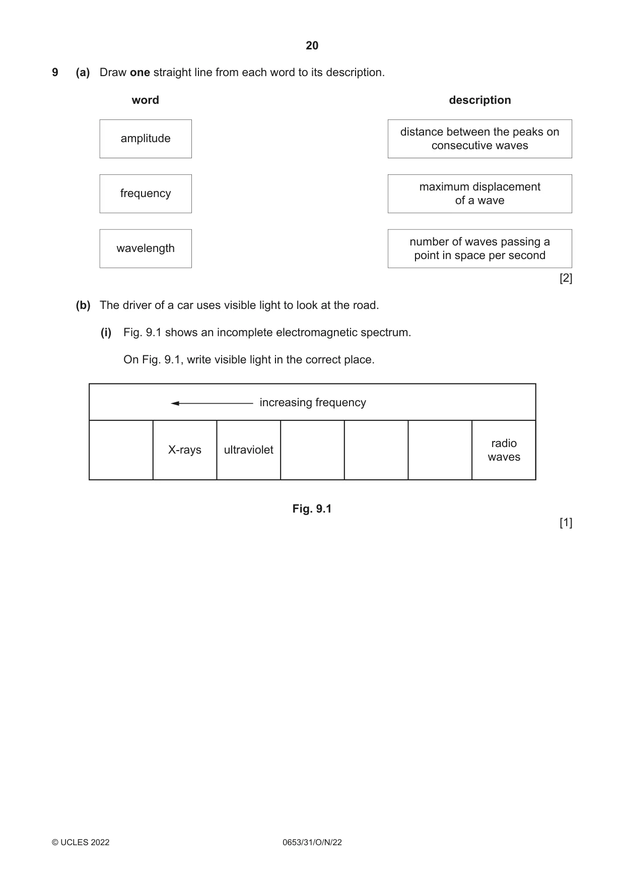 Cambridge IGCSE Science - Combined 0653 2022 Oct/Nov Paper 3 · Variant 1 question paper, page 20 of 24