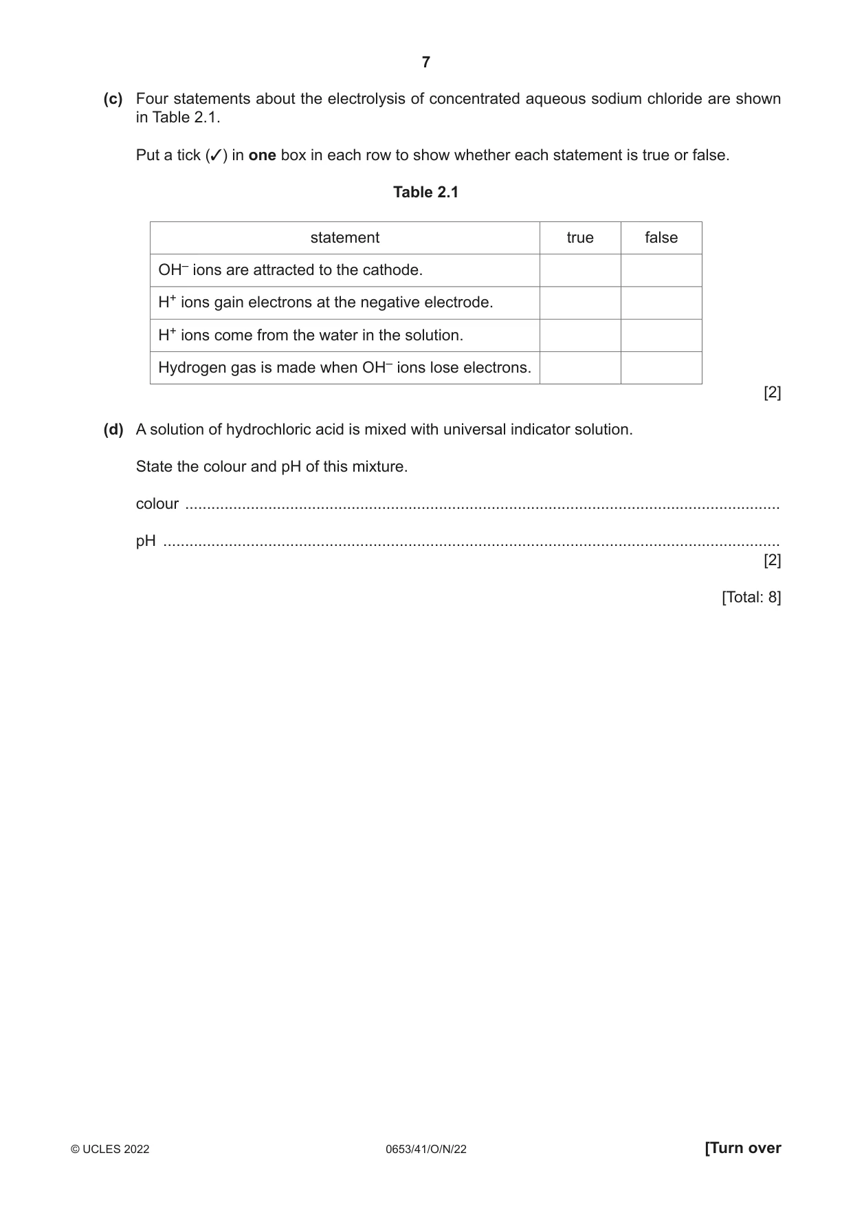 Cambridge IGCSE Science - Combined 0653 2022 Oct/Nov Paper 4 · Variant 1 question paper, page 7 of 24