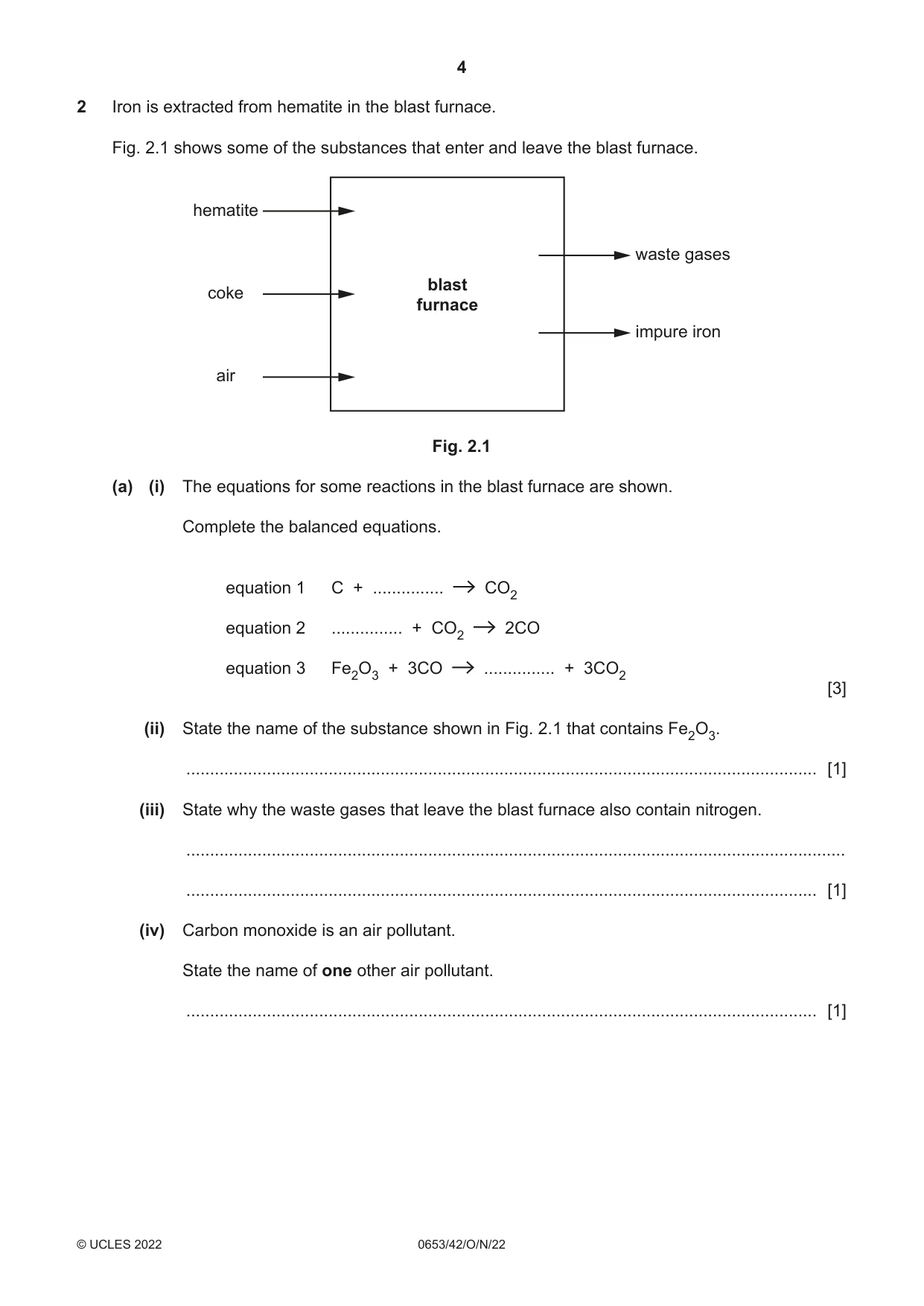 Cambridge IGCSE Science - Combined 0653 2022 Oct/Nov Paper 4 · Variant 2 question paper, page 4 of 20