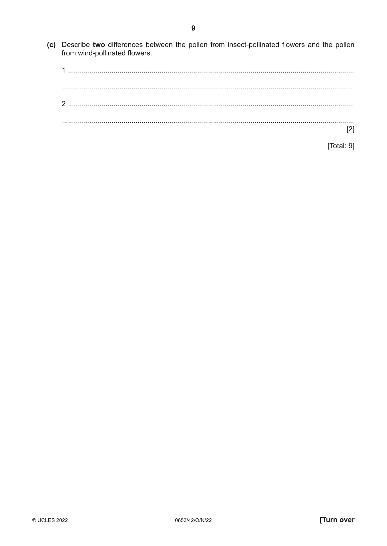 Cambridge IGCSE Science - Combined 0653 2022 Oct/Nov Paper 4 · Variant 2 question paper, page 9 of 20