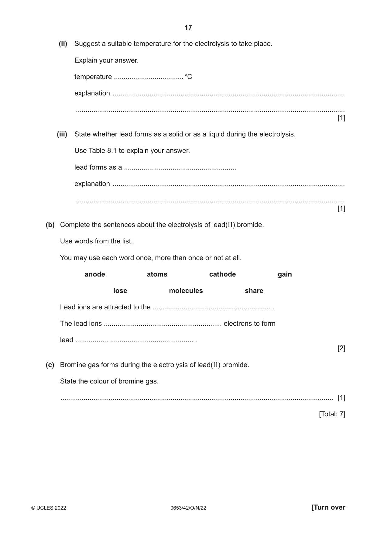Cambridge IGCSE Science - Combined 0653 2022 Oct/Nov Paper 4 · Variant 2 question paper, page 17 of 20