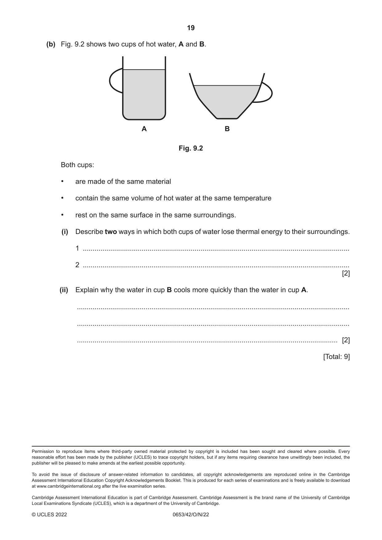 Cambridge IGCSE Science - Combined 0653 2022 Oct/Nov Paper 4 · Variant 2 question paper, page 19 of 20