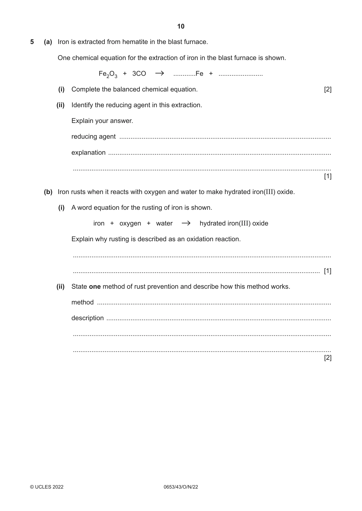 Cambridge IGCSE Science - Combined 0653 2022 Oct/Nov Paper 4 · Variant 3 question paper, page 10 of 20