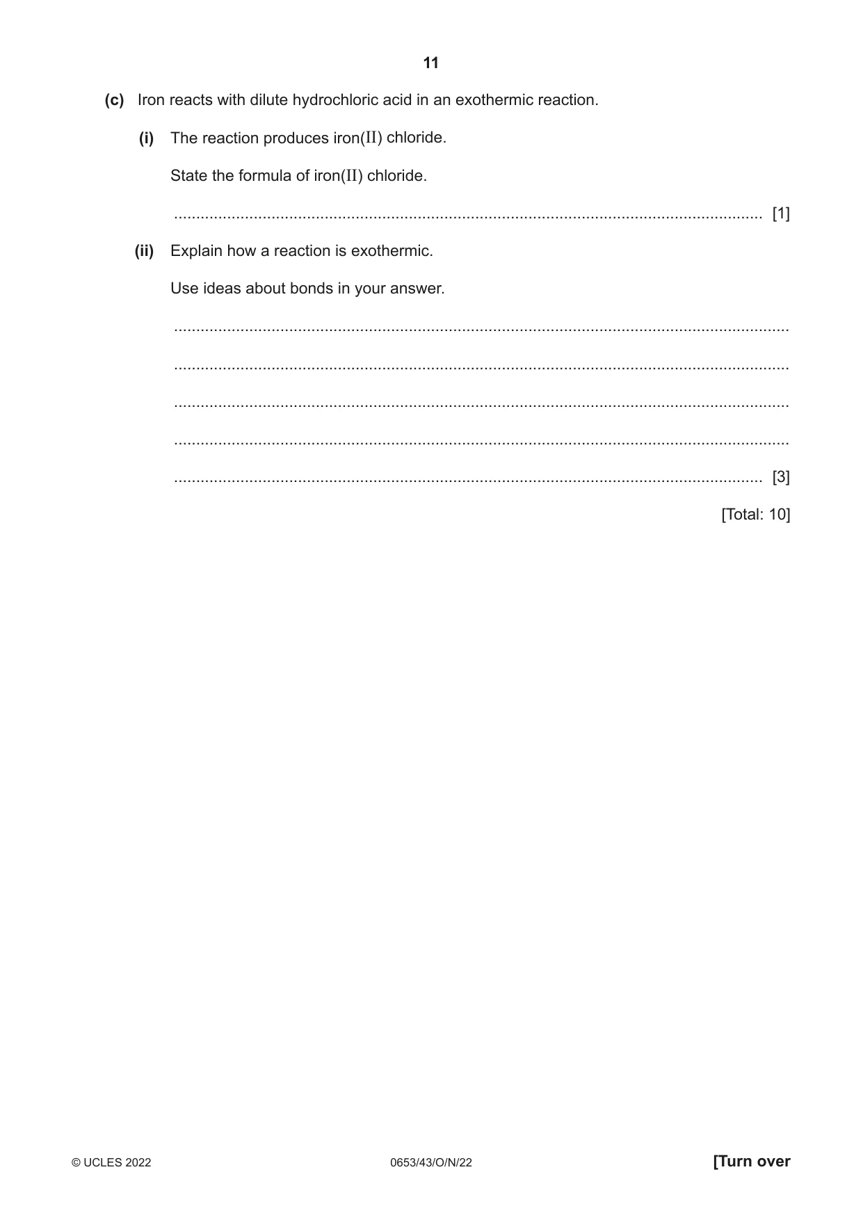 Cambridge IGCSE Science - Combined 0653 2022 Oct/Nov Paper 4 · Variant 3 question paper, page 11 of 20