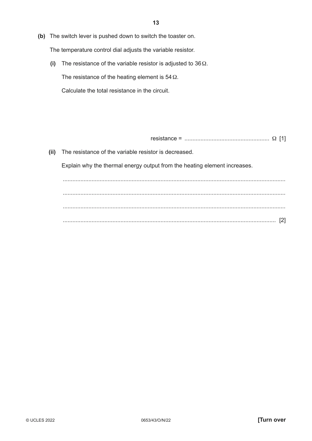 Cambridge IGCSE Science - Combined 0653 2022 Oct/Nov Paper 4 · Variant 3 question paper, page 13 of 20