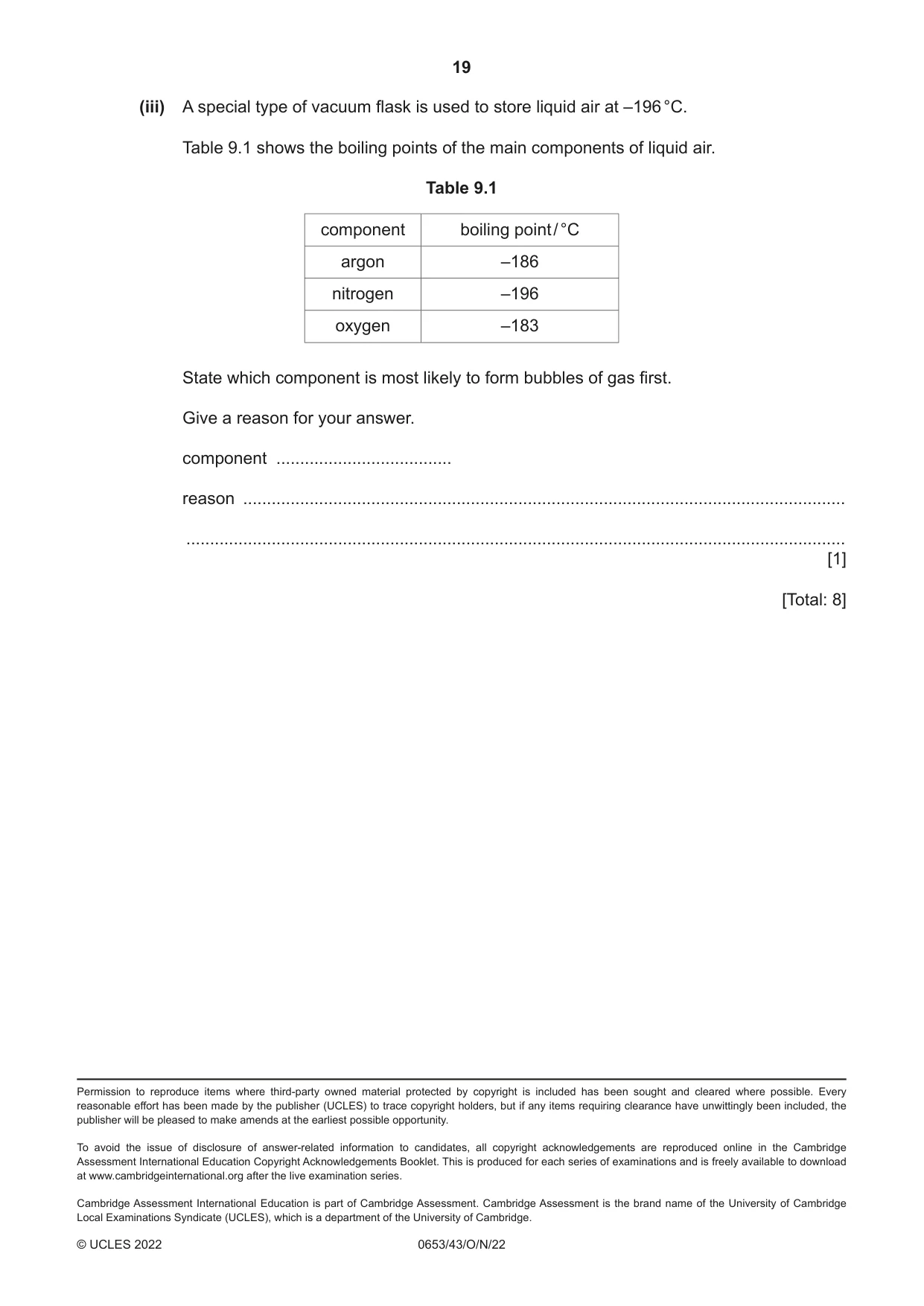 Cambridge IGCSE Science - Combined 0653 2022 Oct/Nov Paper 4 · Variant 3 question paper, page 19 of 20