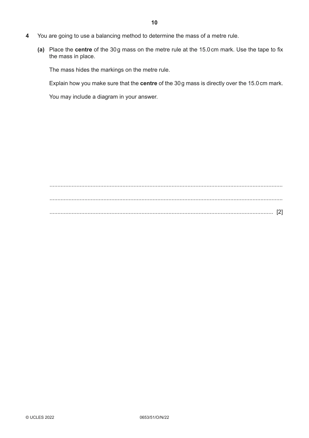 Cambridge IGCSE Science - Combined 0653 2022 Oct/Nov Paper 5 · Variant 1 question paper, page 10 of 16