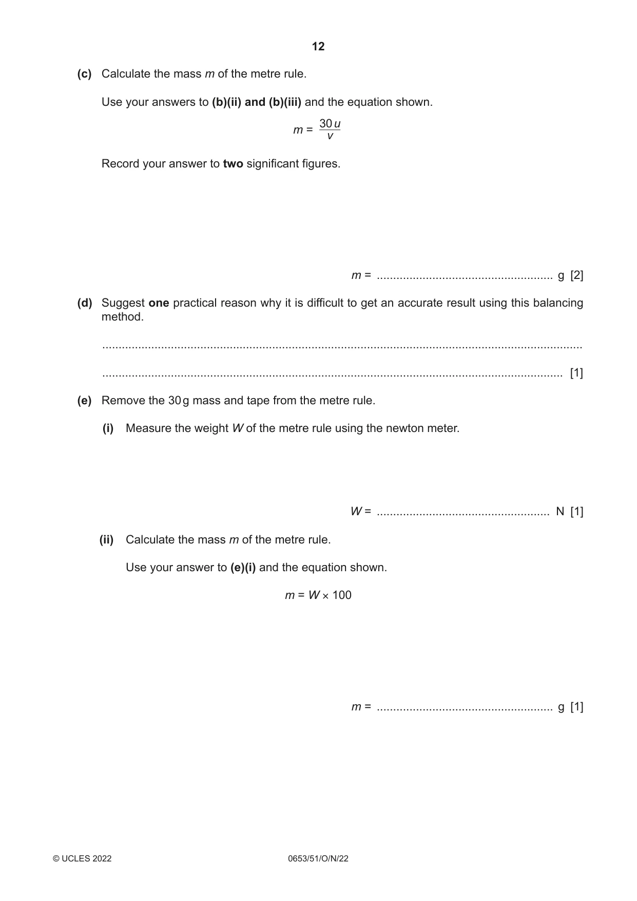Cambridge IGCSE Science - Combined 0653 2022 Oct/Nov Paper 5 · Variant 1 question paper, page 12 of 16