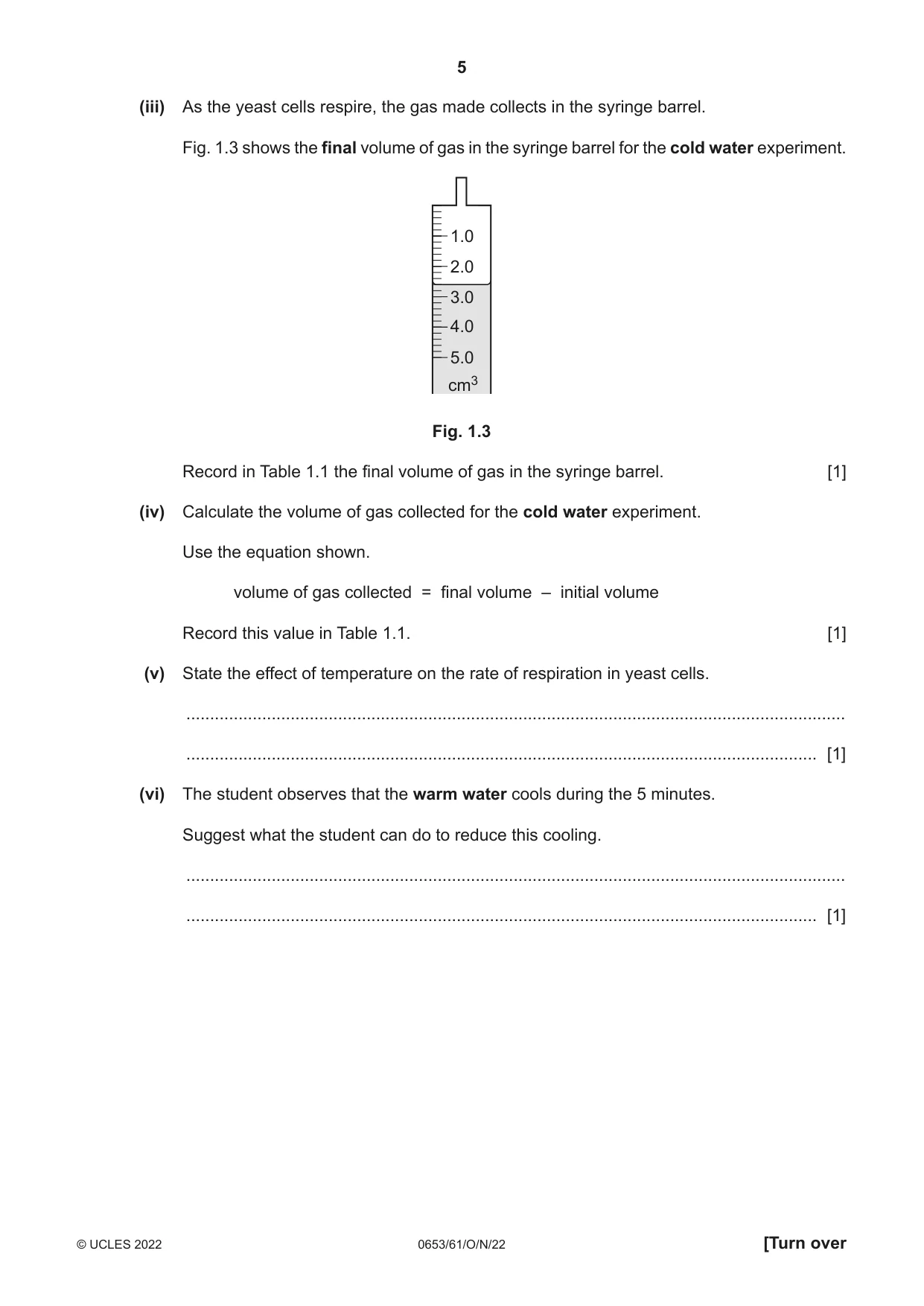 Cambridge IGCSE Science - Combined 0653 2022 Oct/Nov Paper 6 · Variant 1 question paper, page 5 of 16