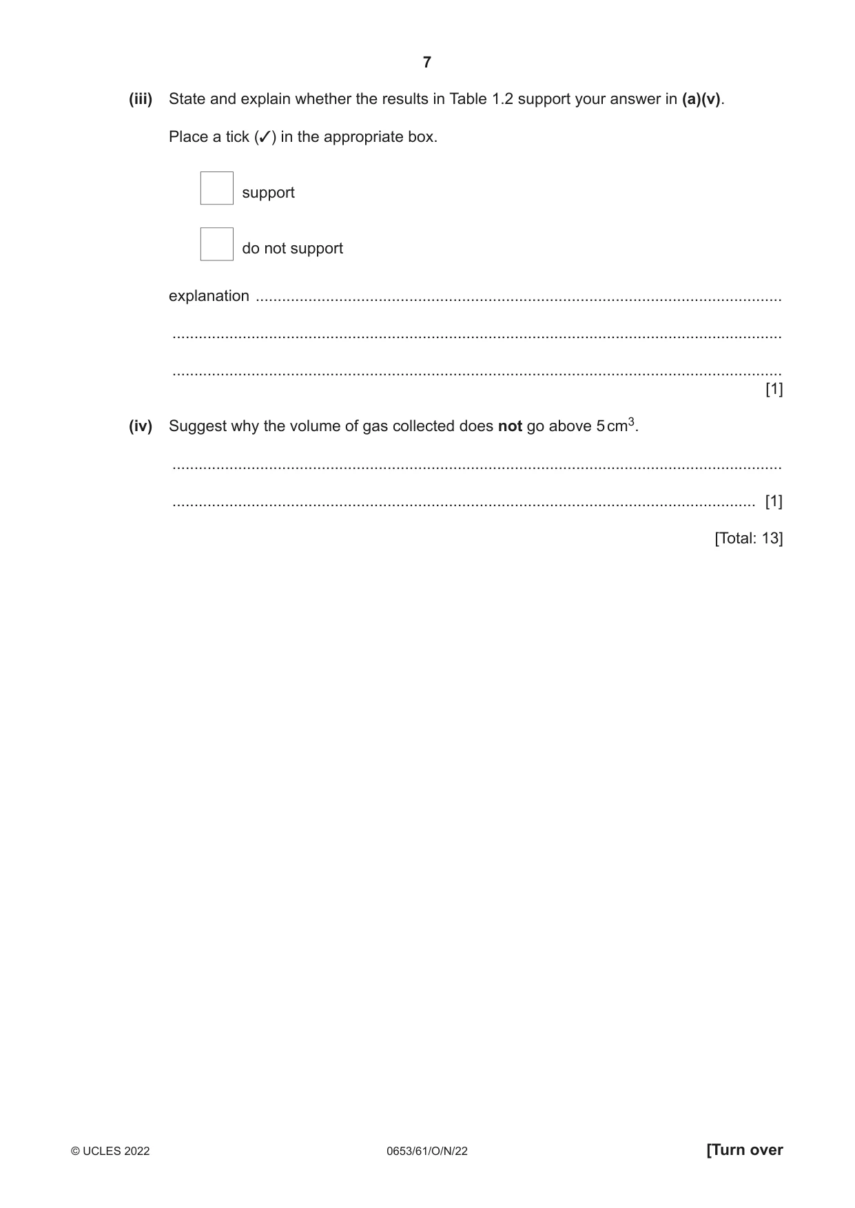 Cambridge IGCSE Science - Combined 0653 2022 Oct/Nov Paper 6 · Variant 1 question paper, page 7 of 16