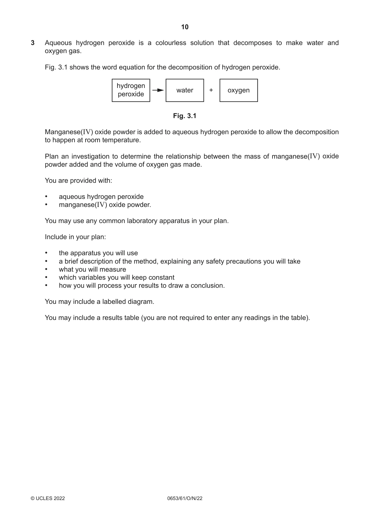 Cambridge IGCSE Science - Combined 0653 2022 Oct/Nov Paper 6 · Variant 1 question paper, page 10 of 16