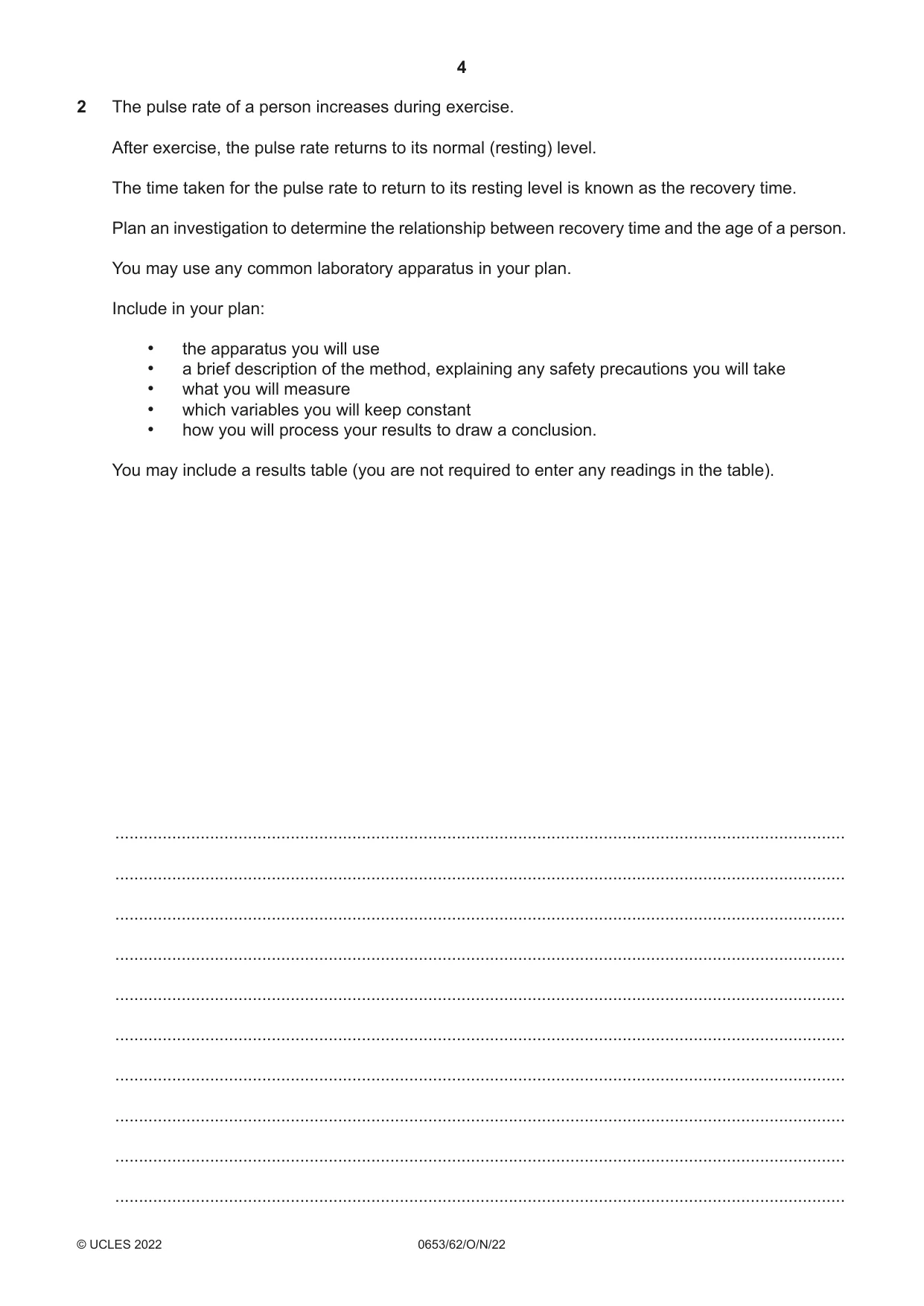 Cambridge IGCSE Science - Combined 0653 2022 Oct/Nov Paper 6 · Variant 2 question paper, page 4 of 16