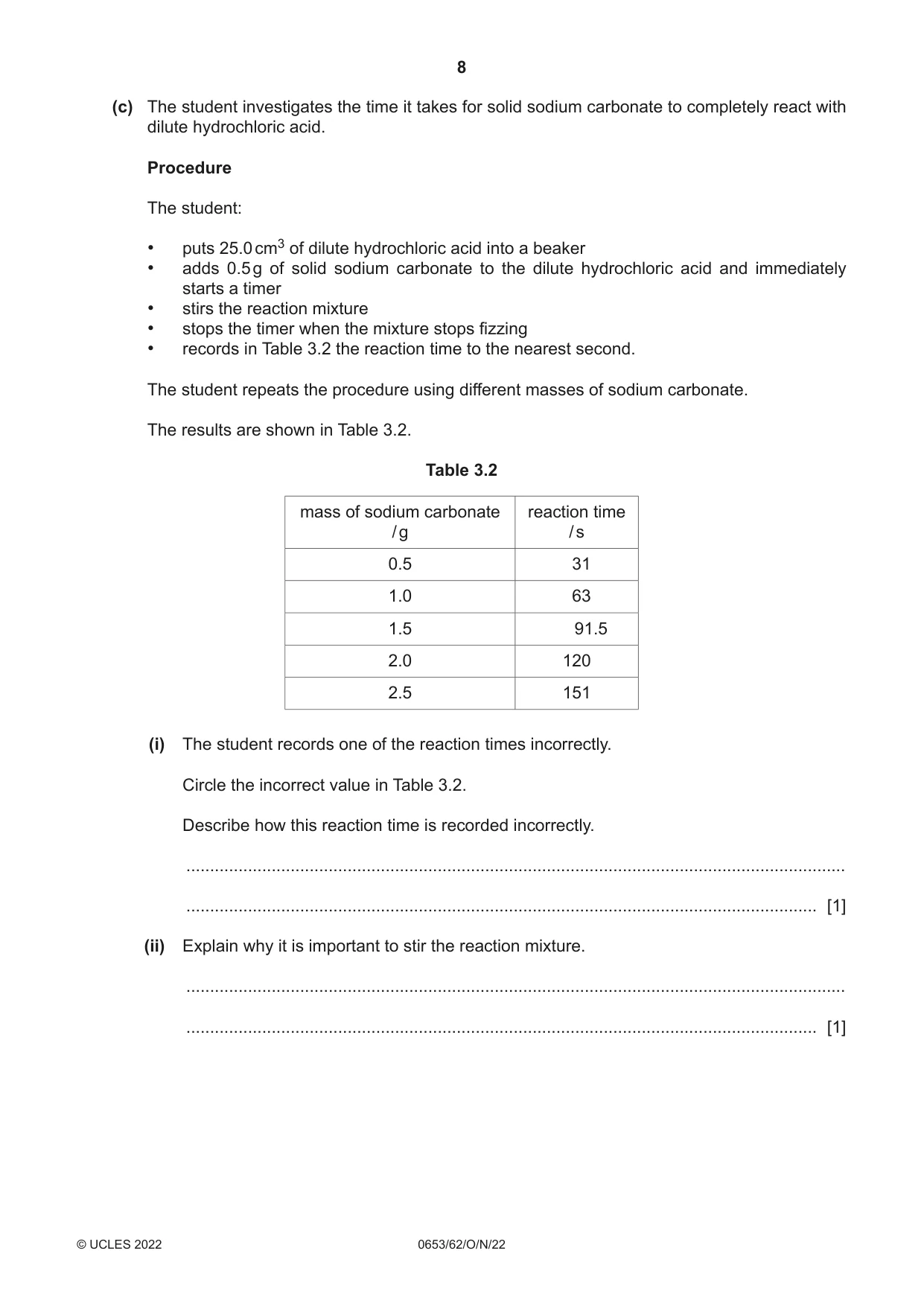 Cambridge IGCSE Science - Combined 0653 2022 Oct/Nov Paper 6 · Variant 2 question paper, page 8 of 16