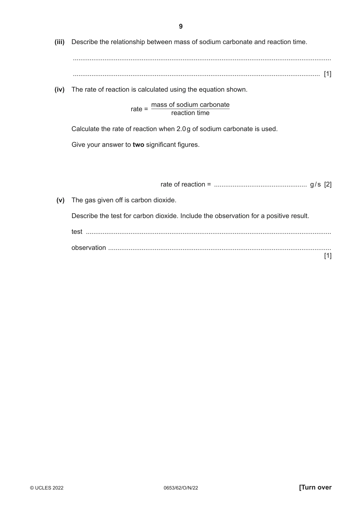 Cambridge IGCSE Science - Combined 0653 2022 Oct/Nov Paper 6 · Variant 2 question paper, page 9 of 16