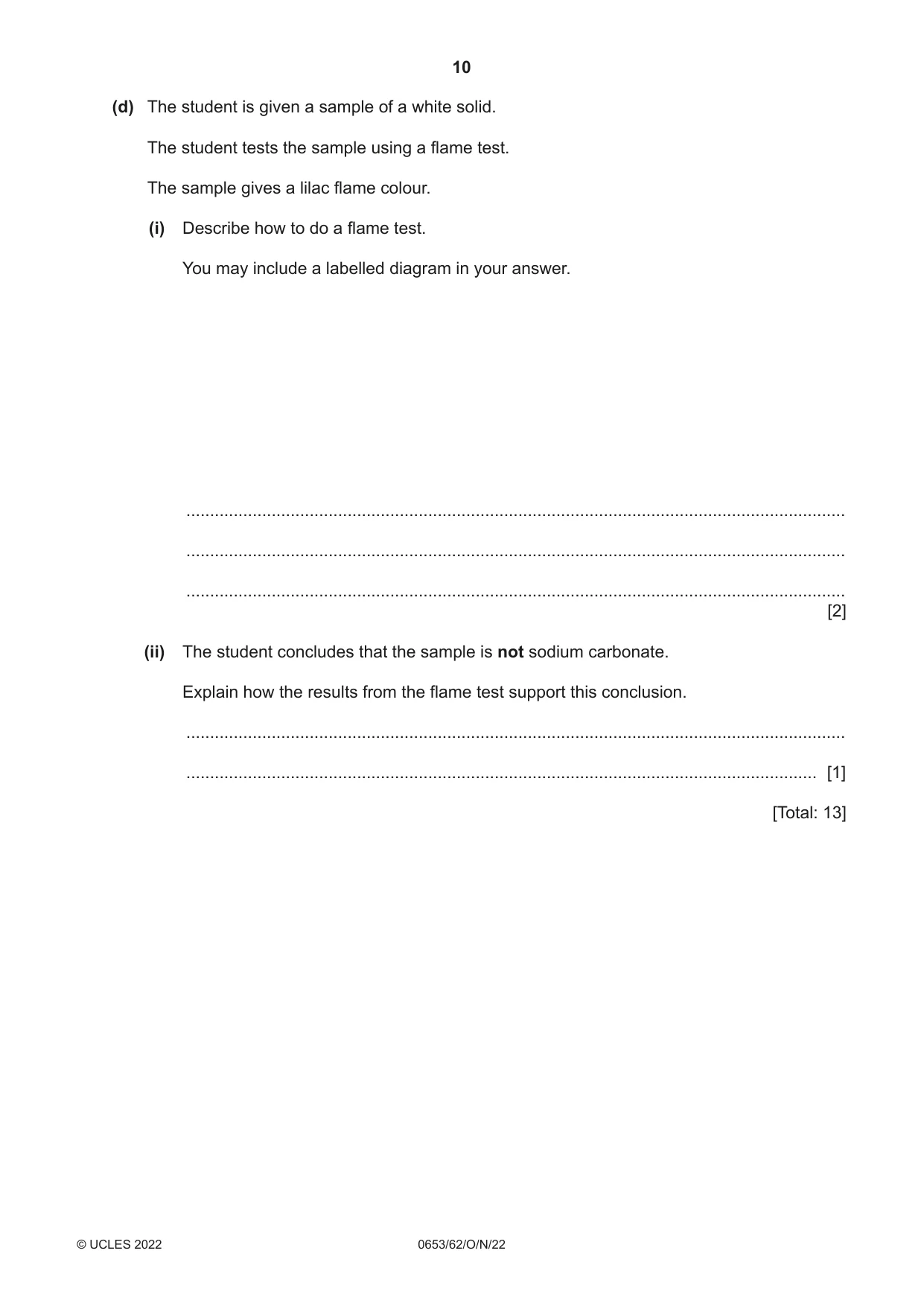 Cambridge IGCSE Science - Combined 0653 2022 Oct/Nov Paper 6 · Variant 2 question paper, page 10 of 16