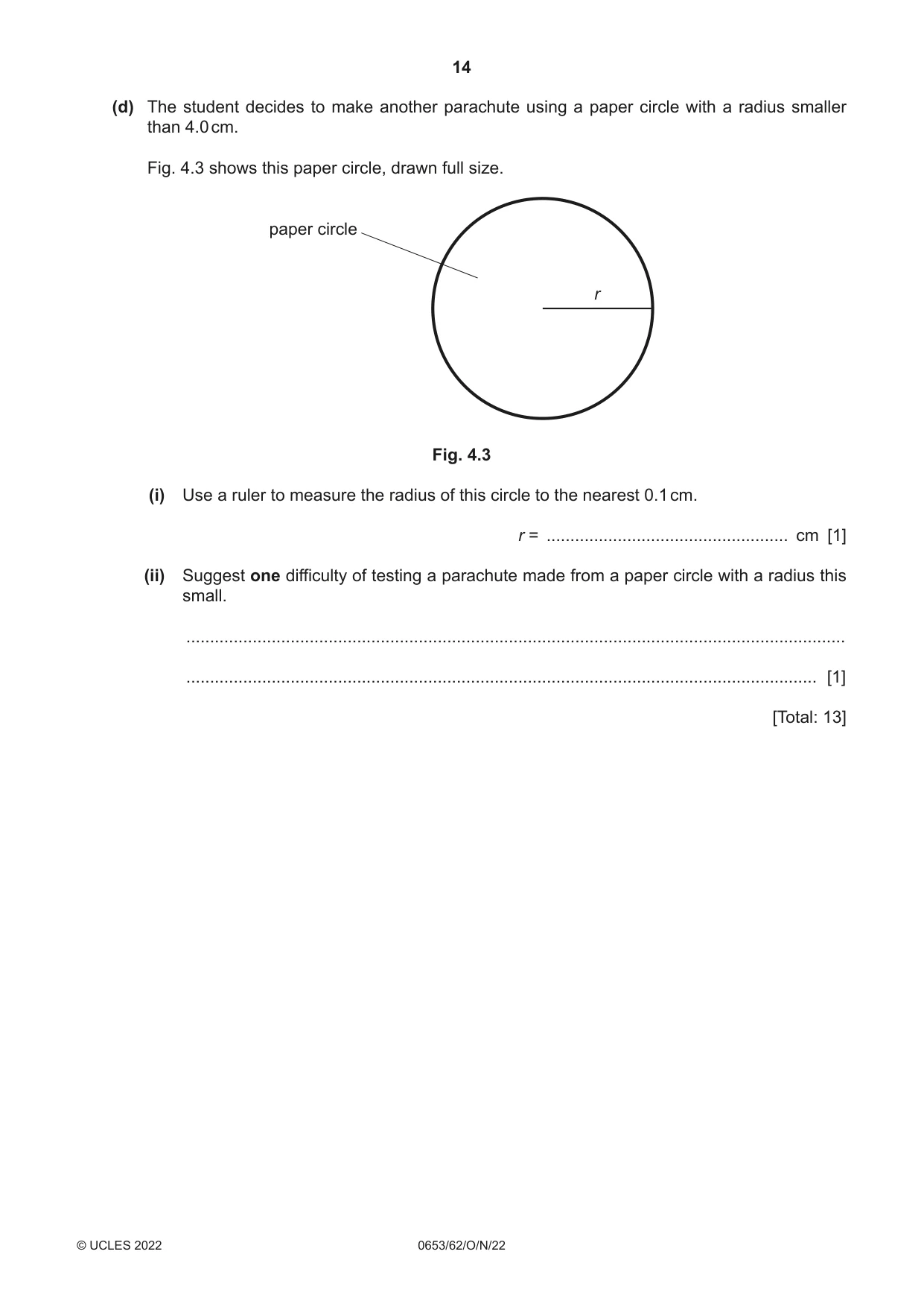 Cambridge IGCSE Science - Combined 0653 2022 Oct/Nov Paper 6 · Variant 2 question paper, page 14 of 16
