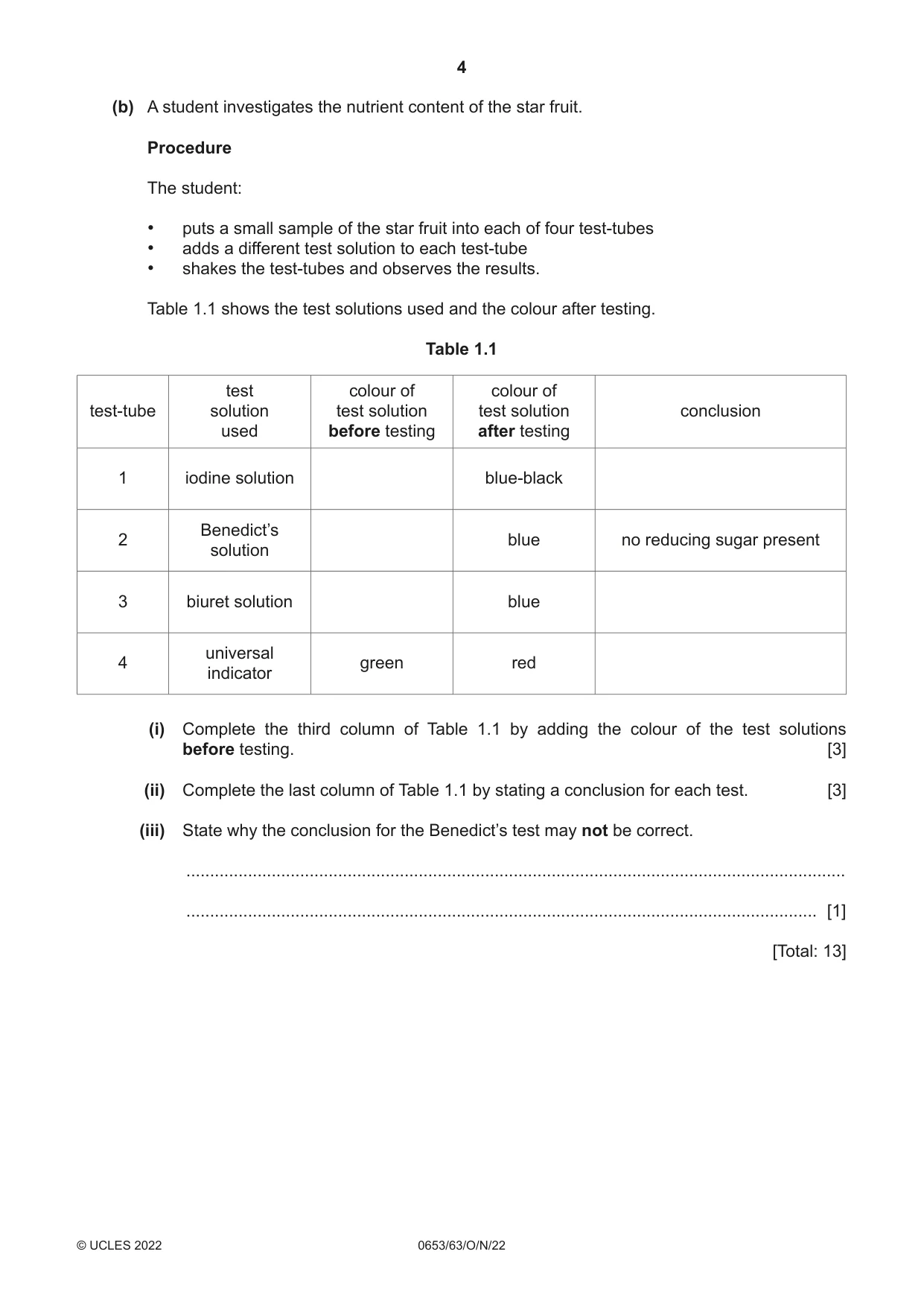Cambridge IGCSE Science - Combined 0653 2022 Oct/Nov Paper 6 · Variant 3 question paper, page 4 of 16