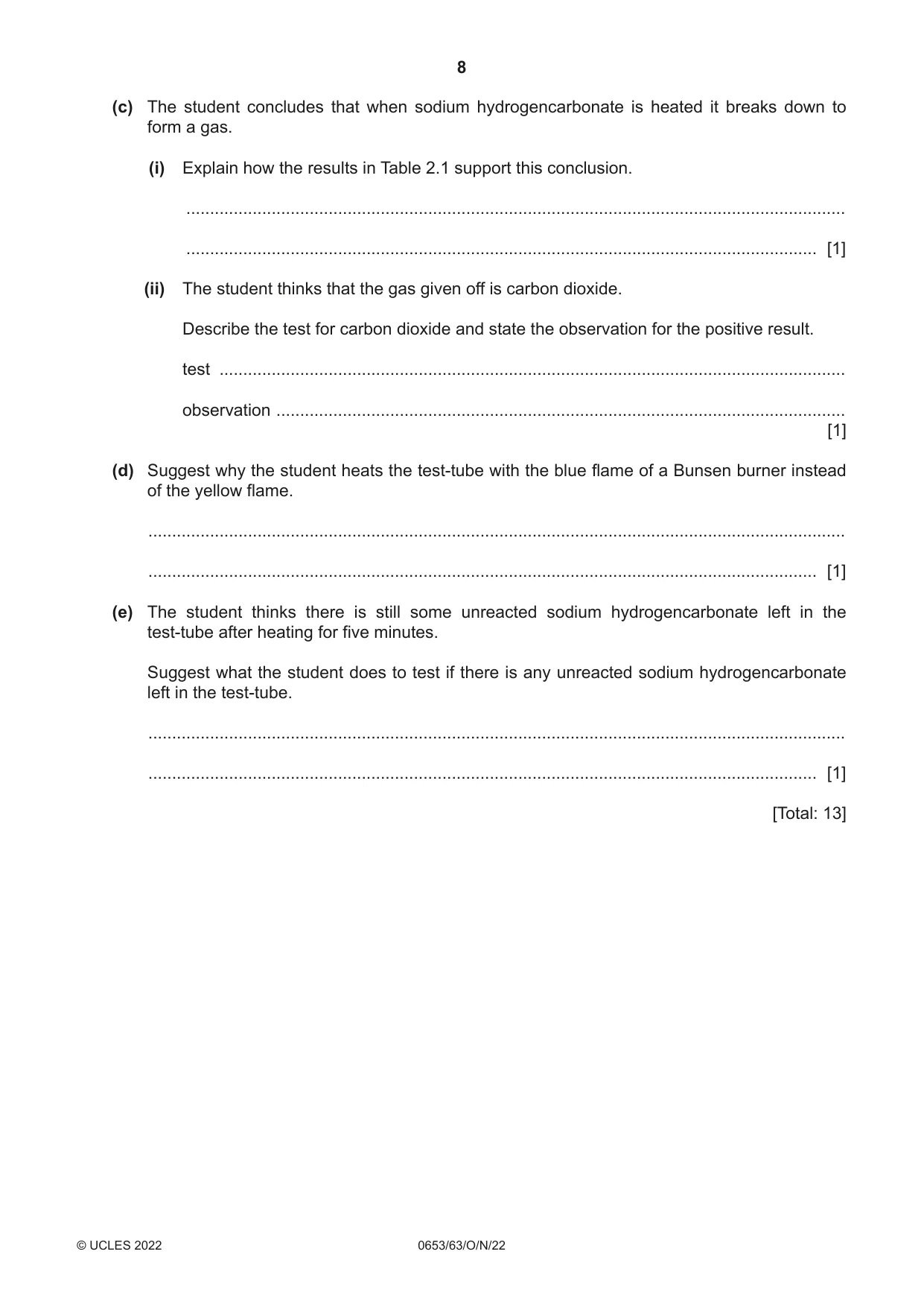 Cambridge IGCSE Science - Combined 0653 2022 Oct/Nov Paper 6 · Variant 3 question paper, page 8 of 16