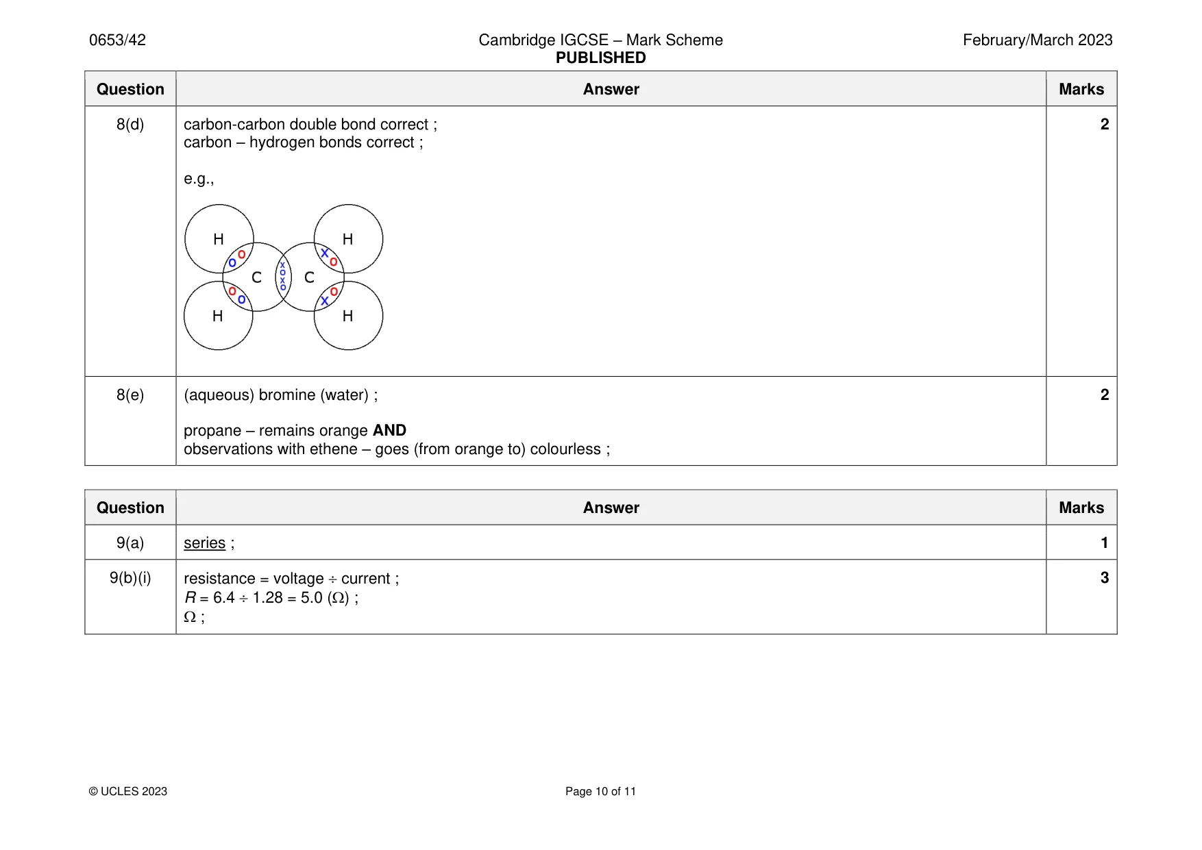 Mark scheme, page 10 of 11