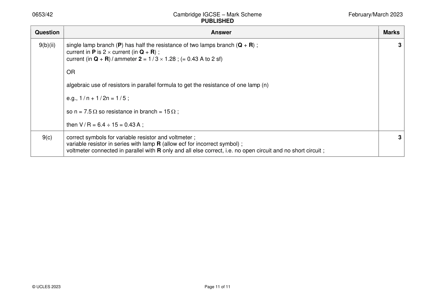Mark scheme, page 11 of 11