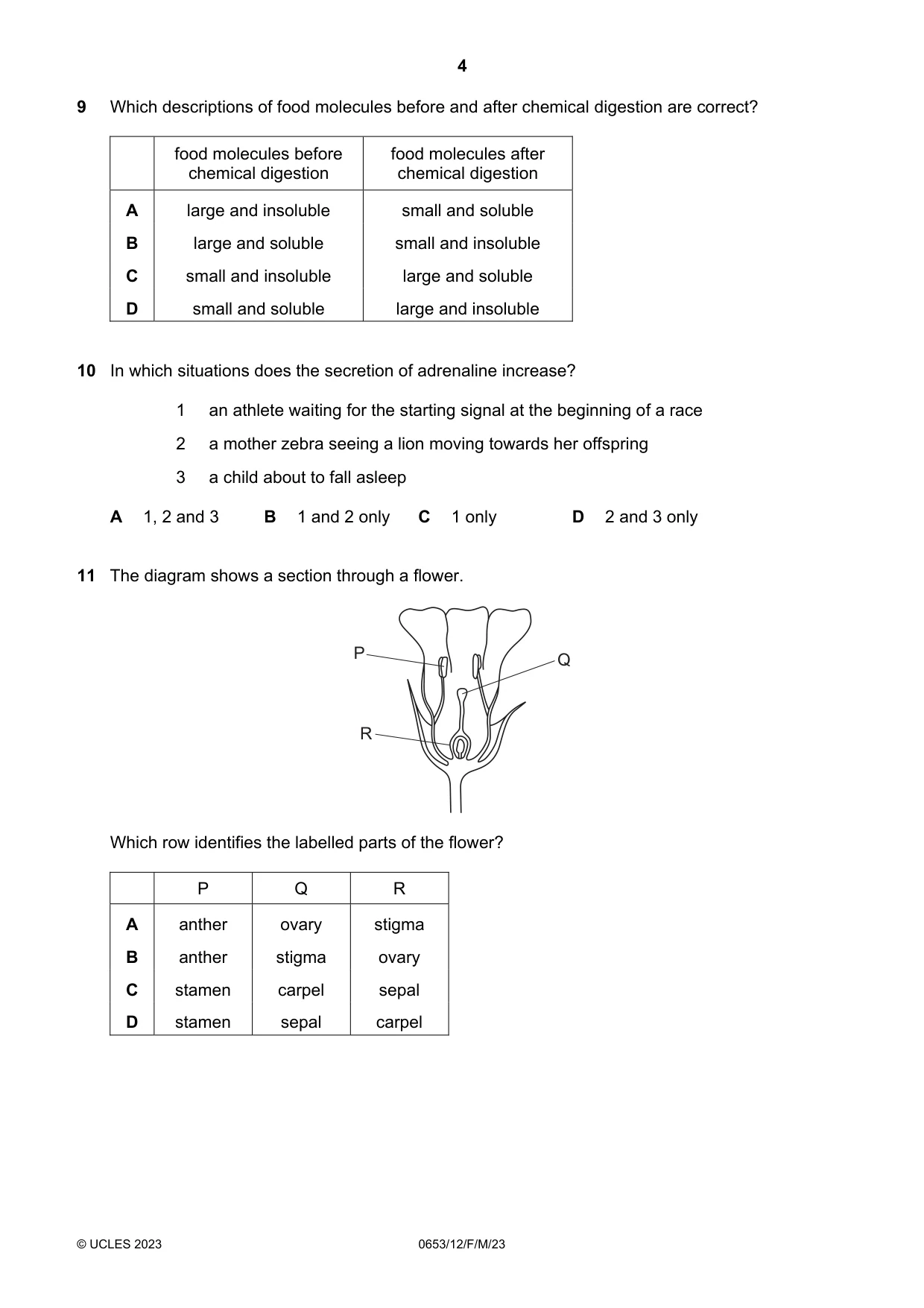 Cambridge IGCSE Science - Combined 0653 2023 Feb/March Paper 1 · Variant 2 question paper, page 4 of 16