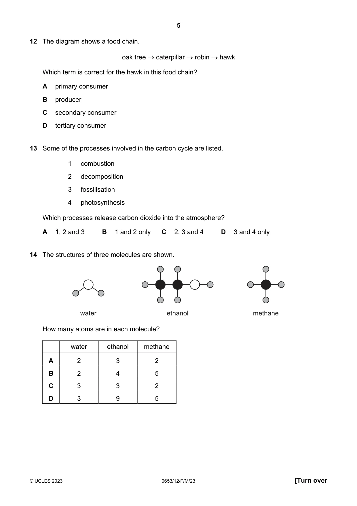 Cambridge IGCSE Science - Combined 0653 2023 Feb/March Paper 1 · Variant 2 question paper, page 5 of 16