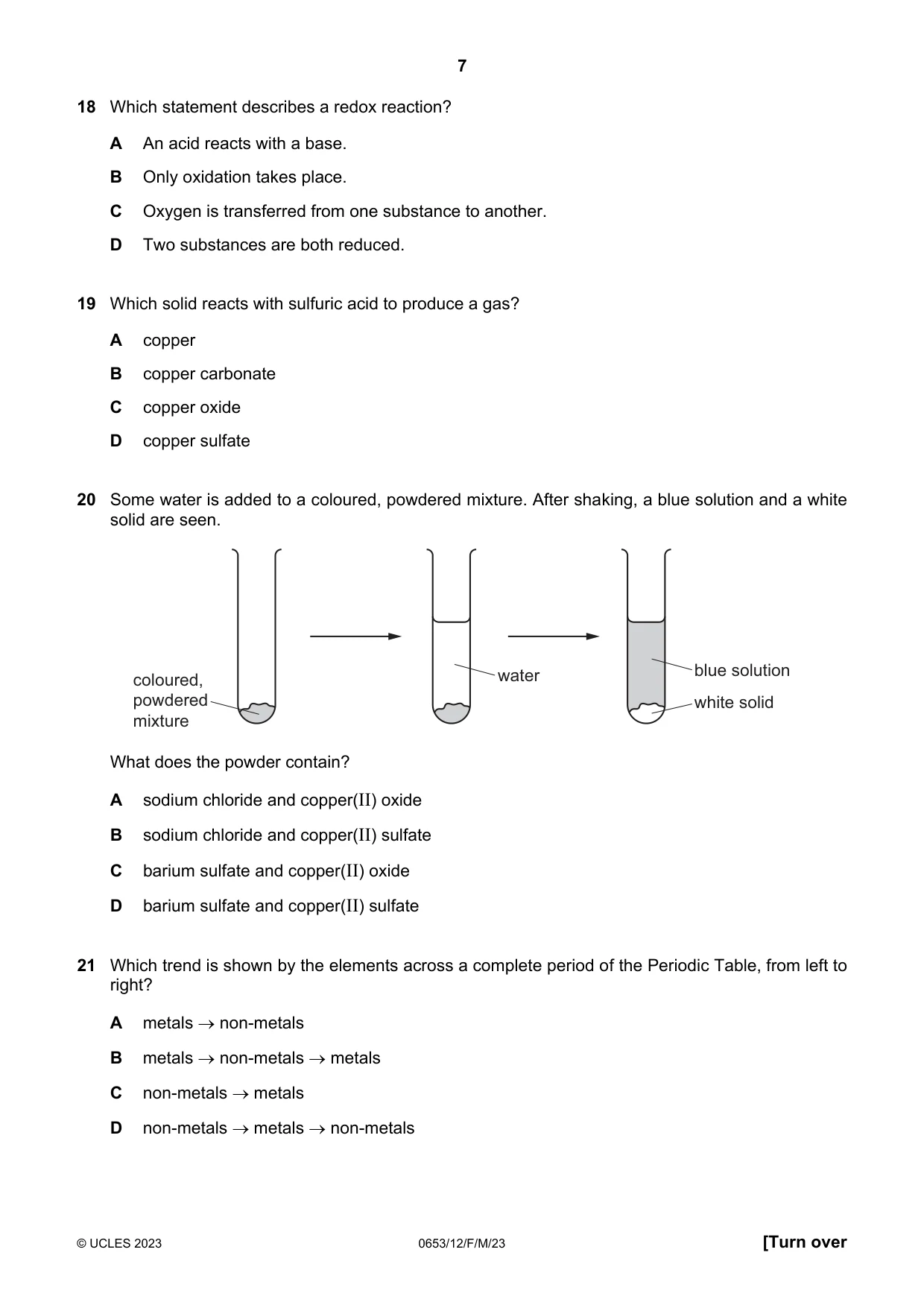 Cambridge IGCSE Science - Combined 0653 2023 Feb/March Paper 1 · Variant 2 question paper, page 7 of 16