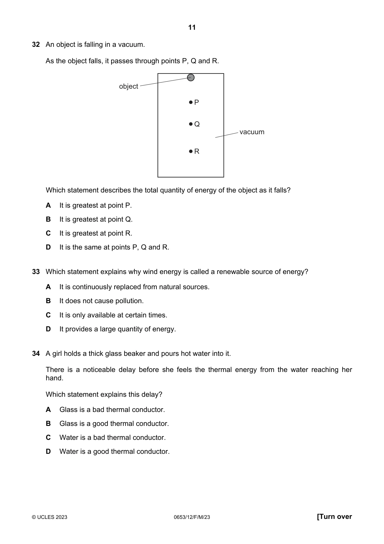 Cambridge IGCSE Science - Combined 0653 2023 Feb/March Paper 1 · Variant 2 question paper, page 11 of 16