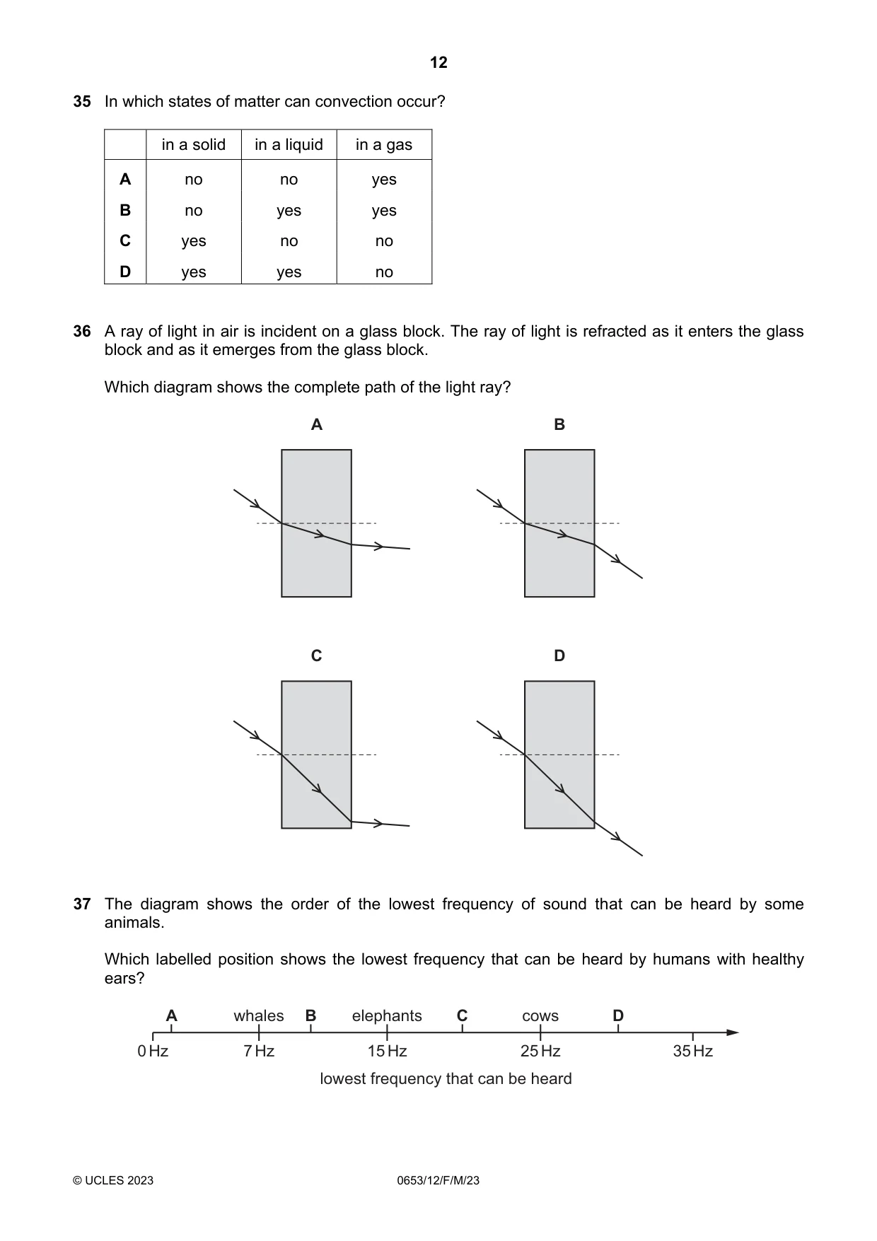 Cambridge IGCSE Science - Combined 0653 2023 Feb/March Paper 1 · Variant 2 question paper, page 12 of 16