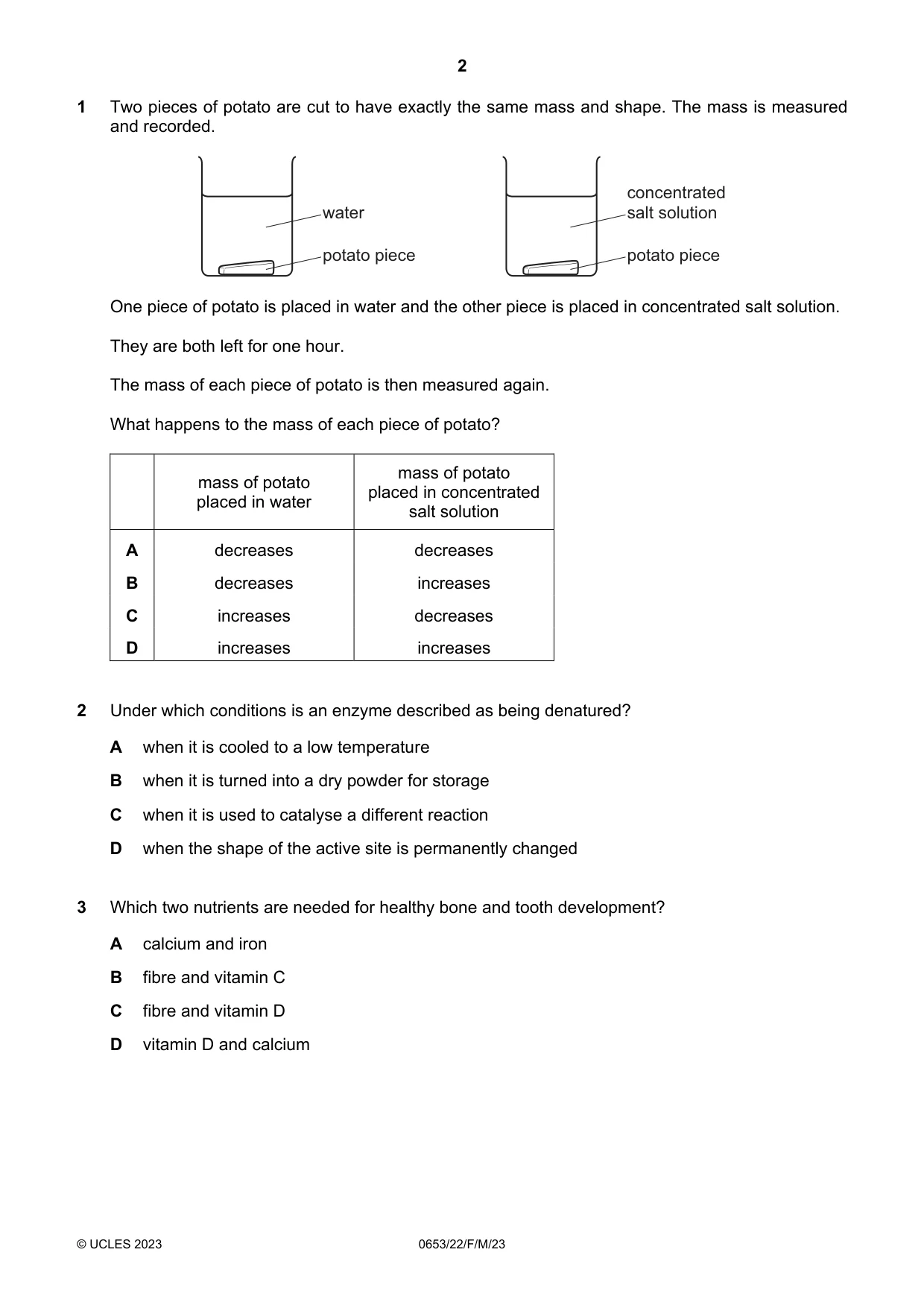 Cambridge IGCSE Science - Combined 0653 2023 Feb/March Paper 2 · Variant 2 question paper, page 2 of 16