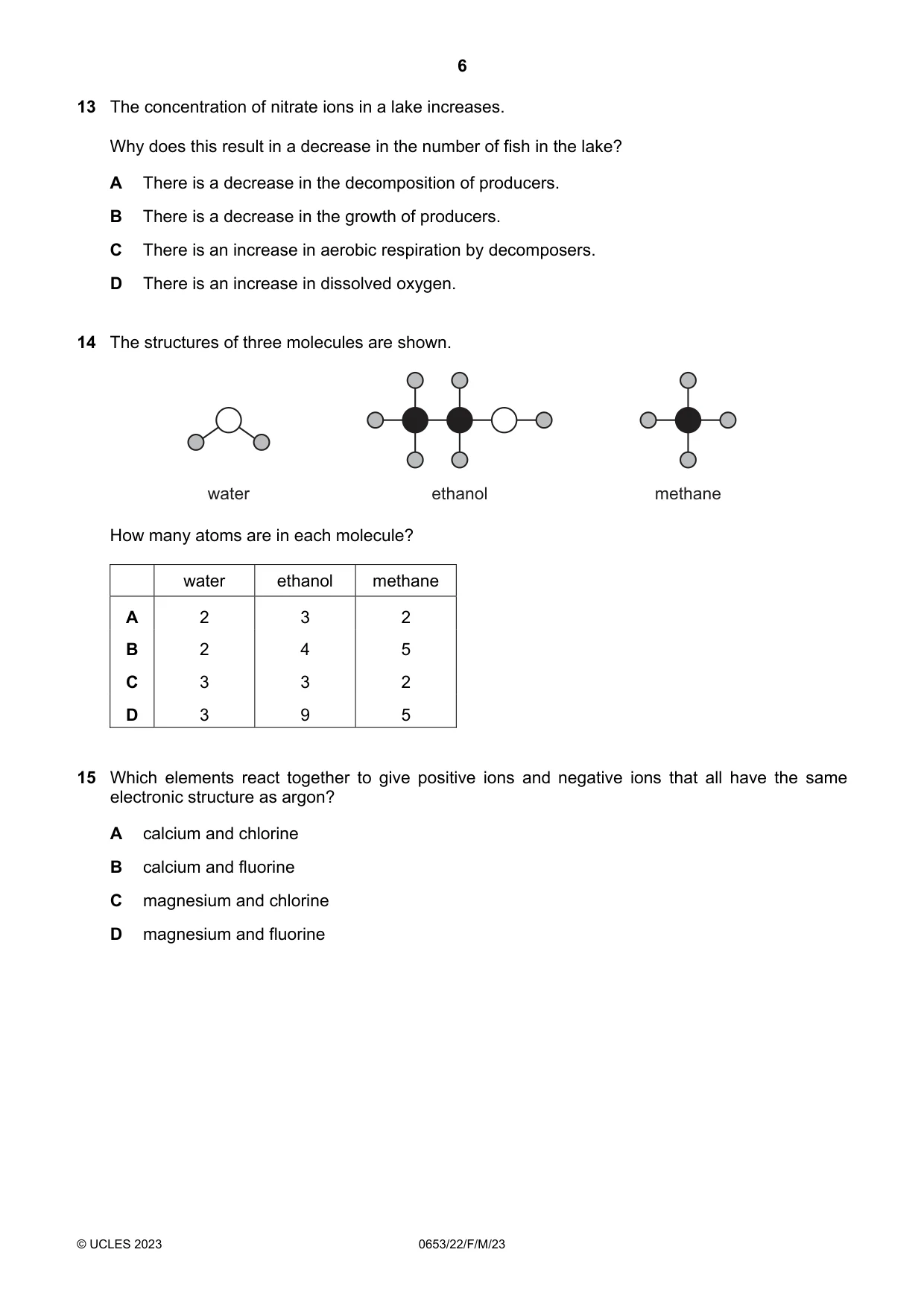Cambridge IGCSE Science - Combined 0653 2023 Feb/March Paper 2 · Variant 2 question paper, page 6 of 16