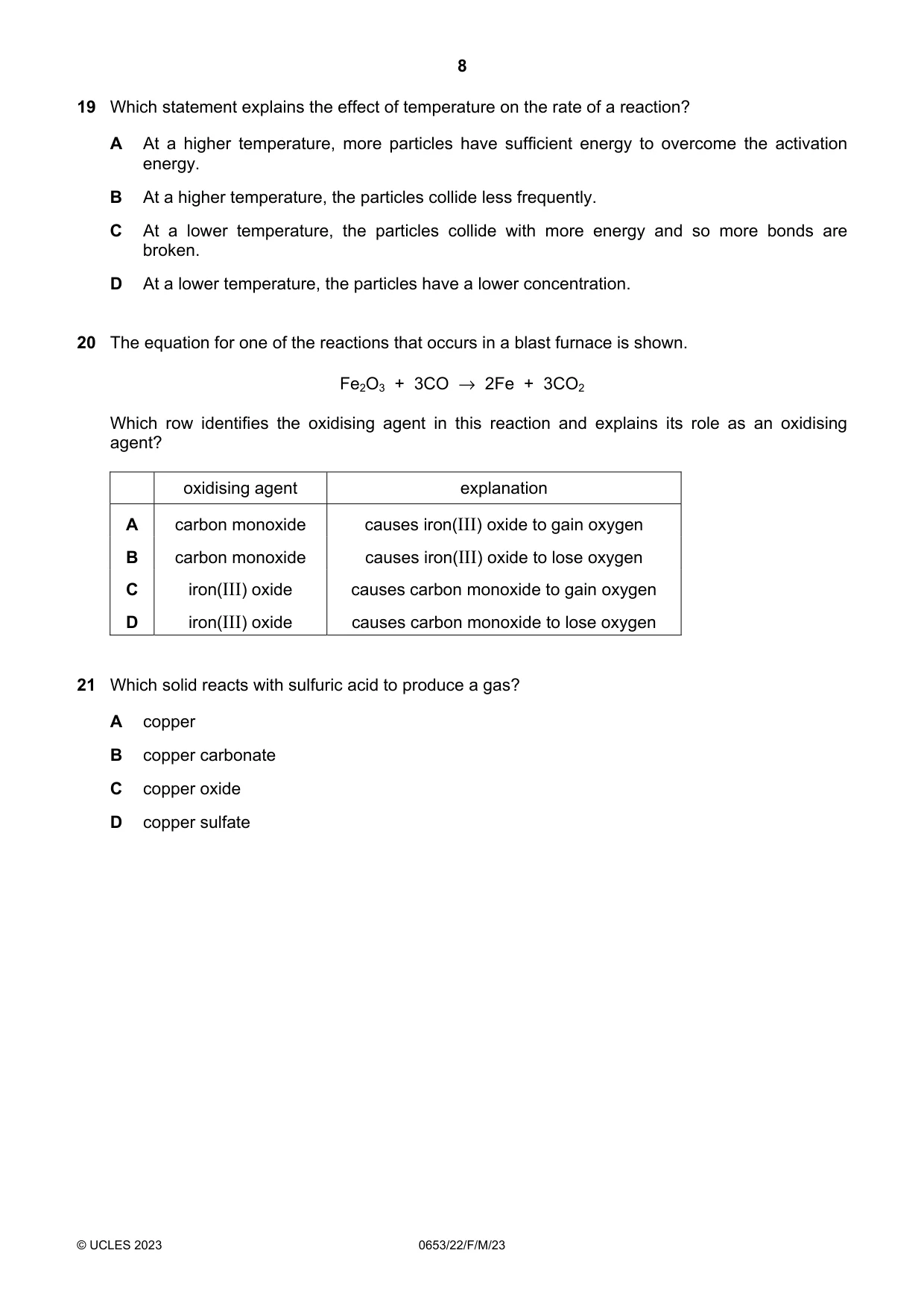Cambridge IGCSE Science - Combined 0653 2023 Feb/March Paper 2 · Variant 2 question paper, page 8 of 16