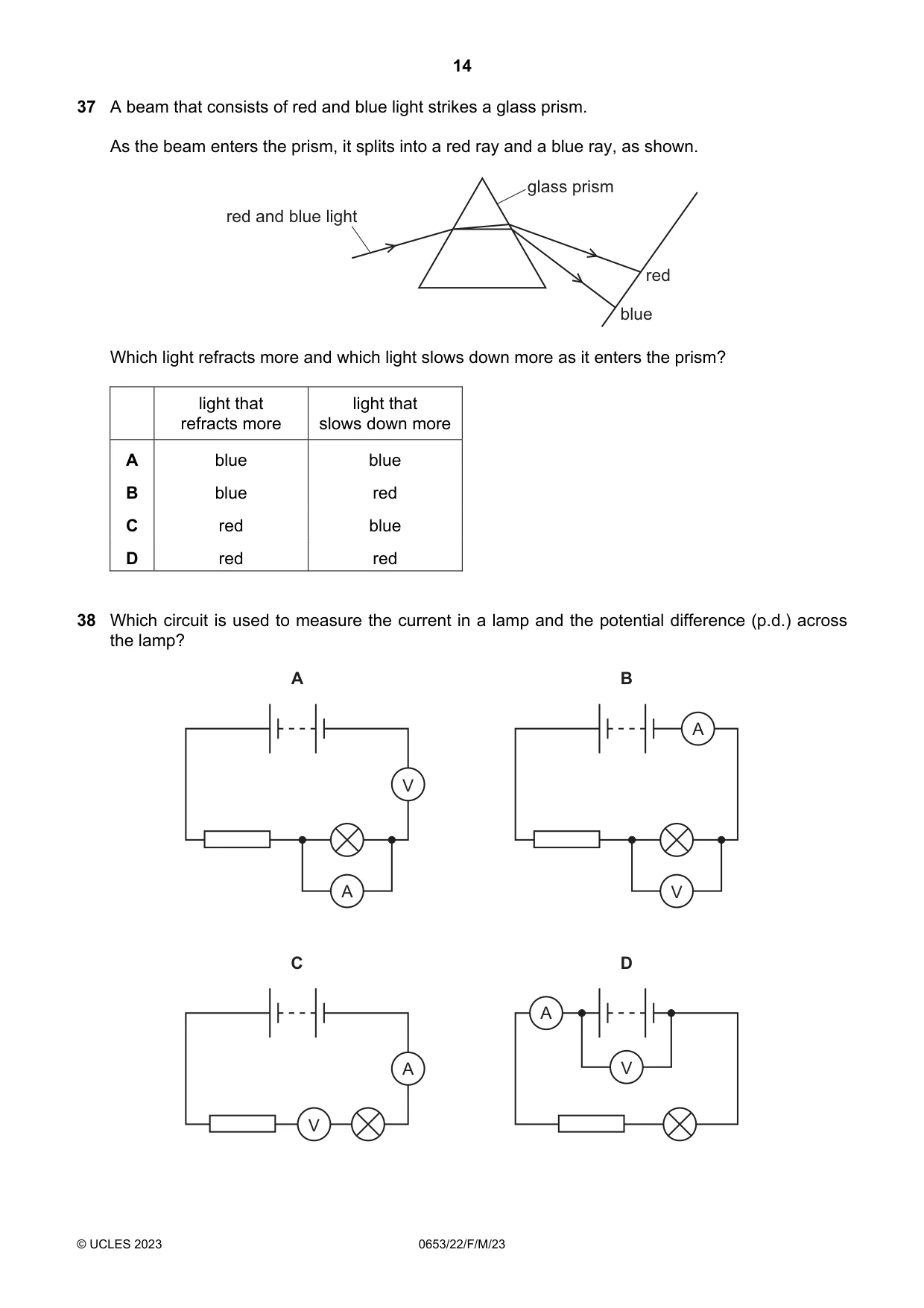 Cambridge IGCSE Science - Combined 0653 2023 Feb/March Paper 2 · Variant 2 question paper, page 14 of 16