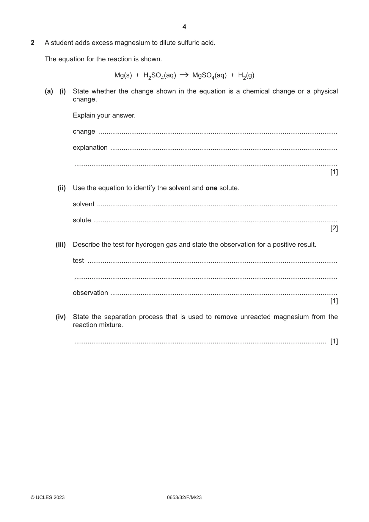 Cambridge IGCSE Science - Combined 0653 2023 Feb/March Paper 3 · Variant 2 question paper, page 4 of 20