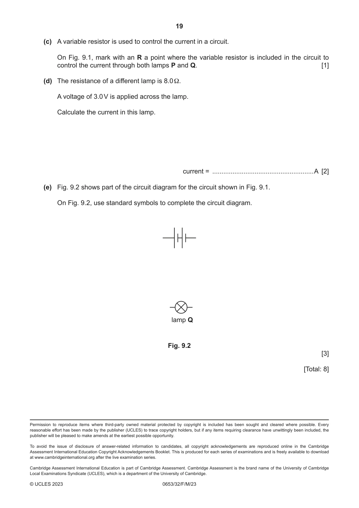 Cambridge IGCSE Science - Combined 0653 2023 Feb/March Paper 3 · Variant 2 question paper, page 19 of 20